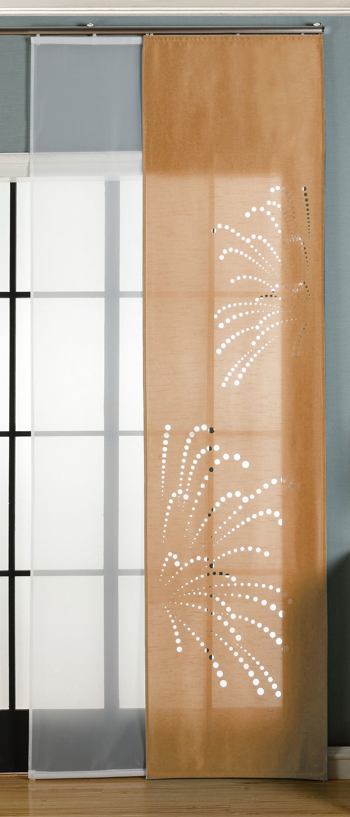 2er-Pack Schiebegardine Flächenvorhang Rodez Lasercut Wildseide Optik Voile cm (HxB) inkl. Paneelwagen und Beschwerungsstangen 165640 Sand Schiebegardine 2er-Pack_Schiebegardine_Flachenvorhang_Rodez_Lasercut_Wildseide_Optik_Voile_cm_HxB_inkl._Paneelwagen_und_Beschwerungsstangen_165640_-_Gardinenbox.de_-_-3675120 | Gardinenbox.de