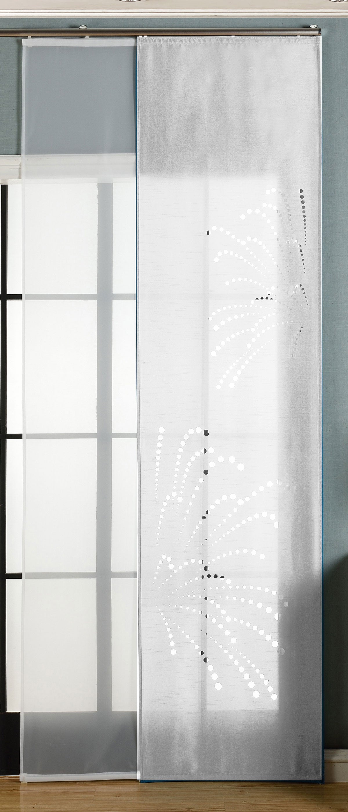 2er-Pack Schiebegardine Flächenvorhang Rodez Lasercut Wildseide Optik Voile cm (HxB) inkl. Paneelwagen und Beschwerungsstangen 165640 Weiß Schiebegardine 2er-Pack_Schiebegardine_Flachenvorhang_Rodez_Lasercut_Wildseide_Optik_Voile_cm_HxB_inkl._Paneelwagen_und_Beschwerungsstangen_165640_-_Gardinenbox.de_-_-3675278 | Gardinenbox.de