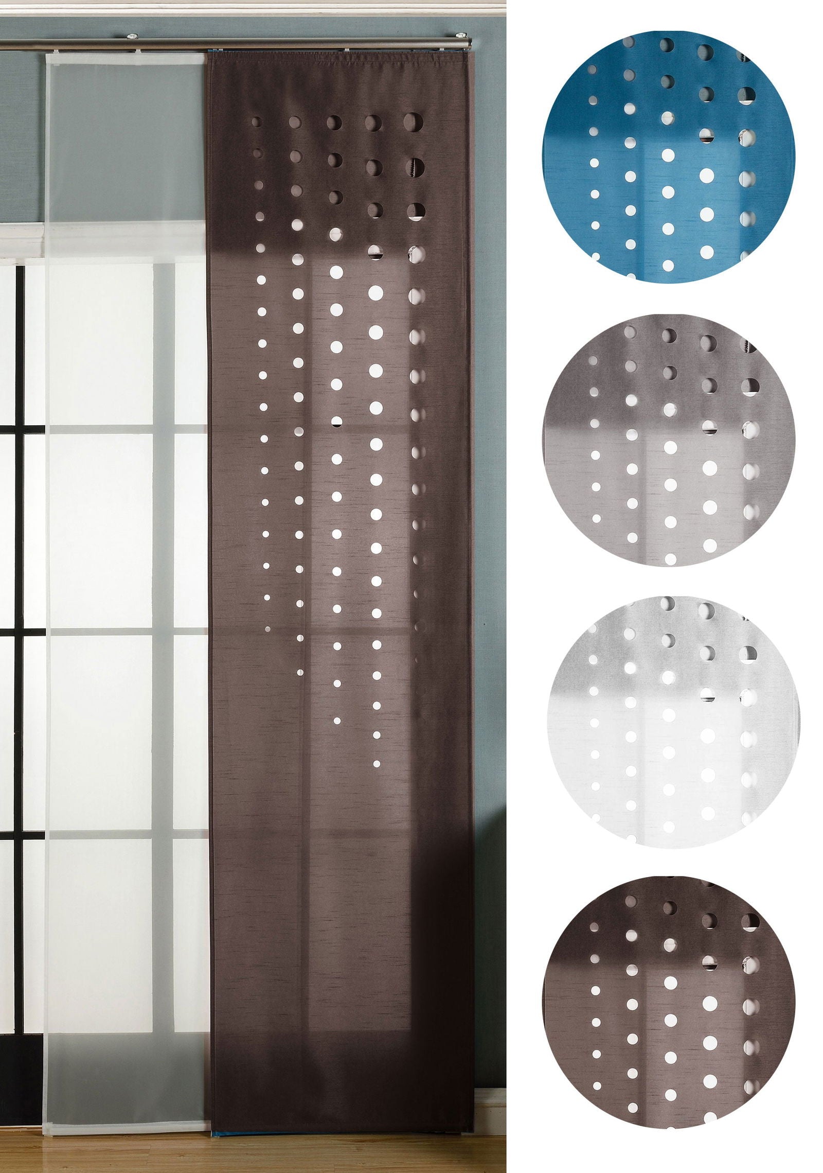 2er-Pack Schiebegardine Flächenvorhang Toledo Lasercut Wildseide Optik Voile  cm (HxB) inkl. Paneelwagen und Beschwerungsstangen 165660 - Gardinenbox.de - 