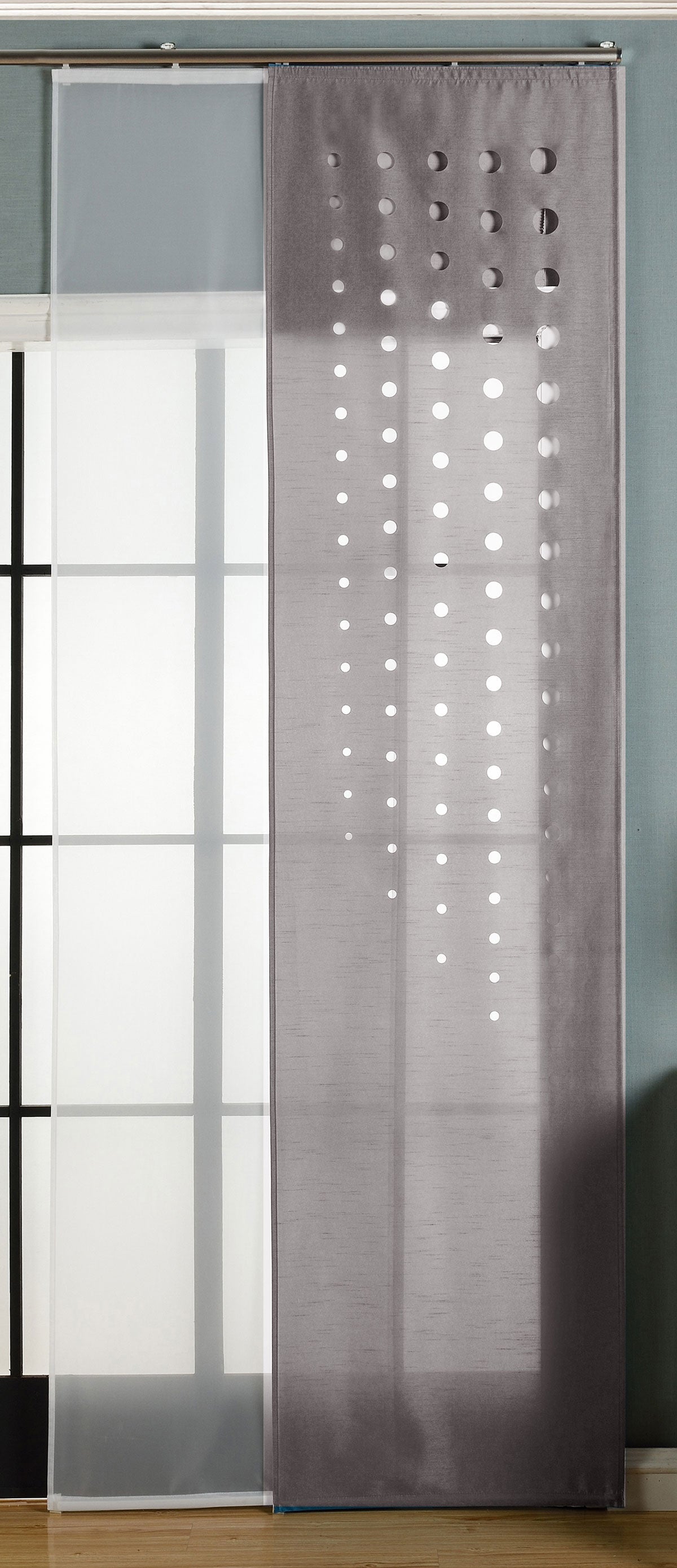 2er-Pack Schiebegardine Flächenvorhang Toledo Lasercut Wildseide Optik Voile cm (HxB) inkl. Paneelwagen und Beschwerungsstangen 165660 Grau Schiebegardine 2er-Pack_Schiebegardine_Flachenvorhang_Toledo_Lasercut_Wildseide_Optik_Voile_cm_HxB_inkl._Paneelwagen_und_Beschwerungsstangen_165660_-_Gardinenbox.de_-_-3675483 | Gardinenbox.de