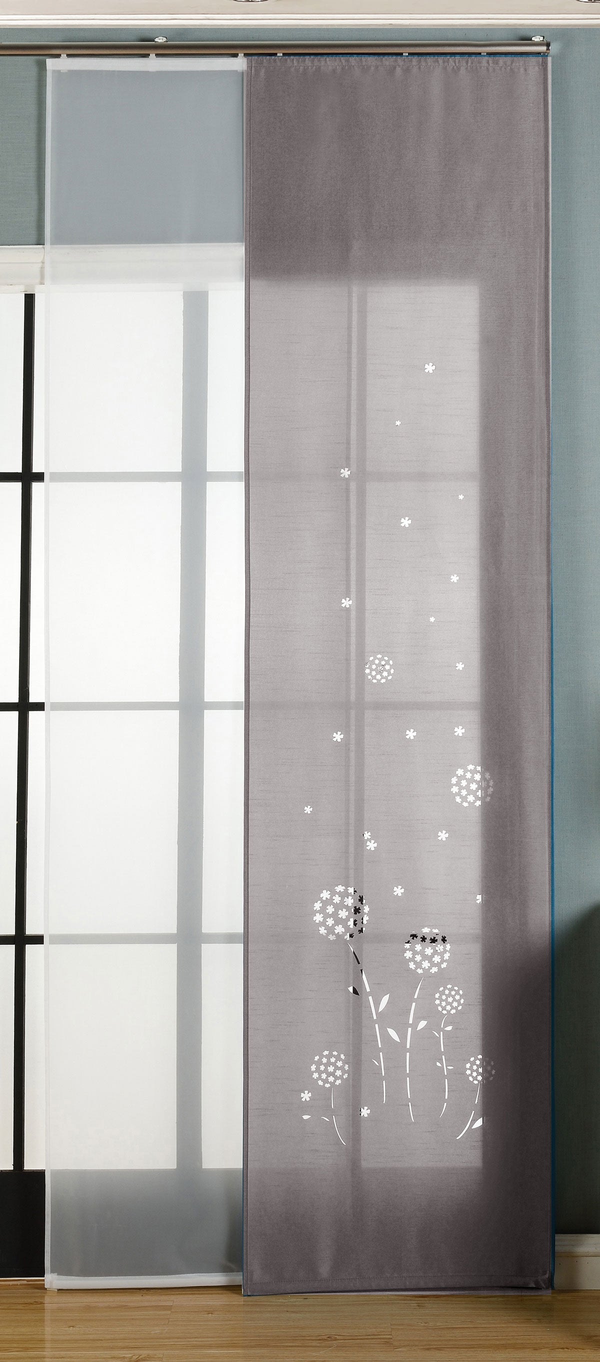 2er-Pack Schiebegardine Flächenvorhang Zamora Lasercut Wildseide Optik Voile cm (HxB) inkl. Paneelwagen und Beschwerungsstangen 165620 Grau Schiebegardine 2er-Pack_Schiebegardine_Flachenvorhang_Zamora_Lasercut_Wildseide_Optik_Voile_cm_HxB_inkl._Paneelwagen_und_Beschwerungsstangen_165620_-_Gardinenbox.de_-_-3675531 | Gardinenbox.de