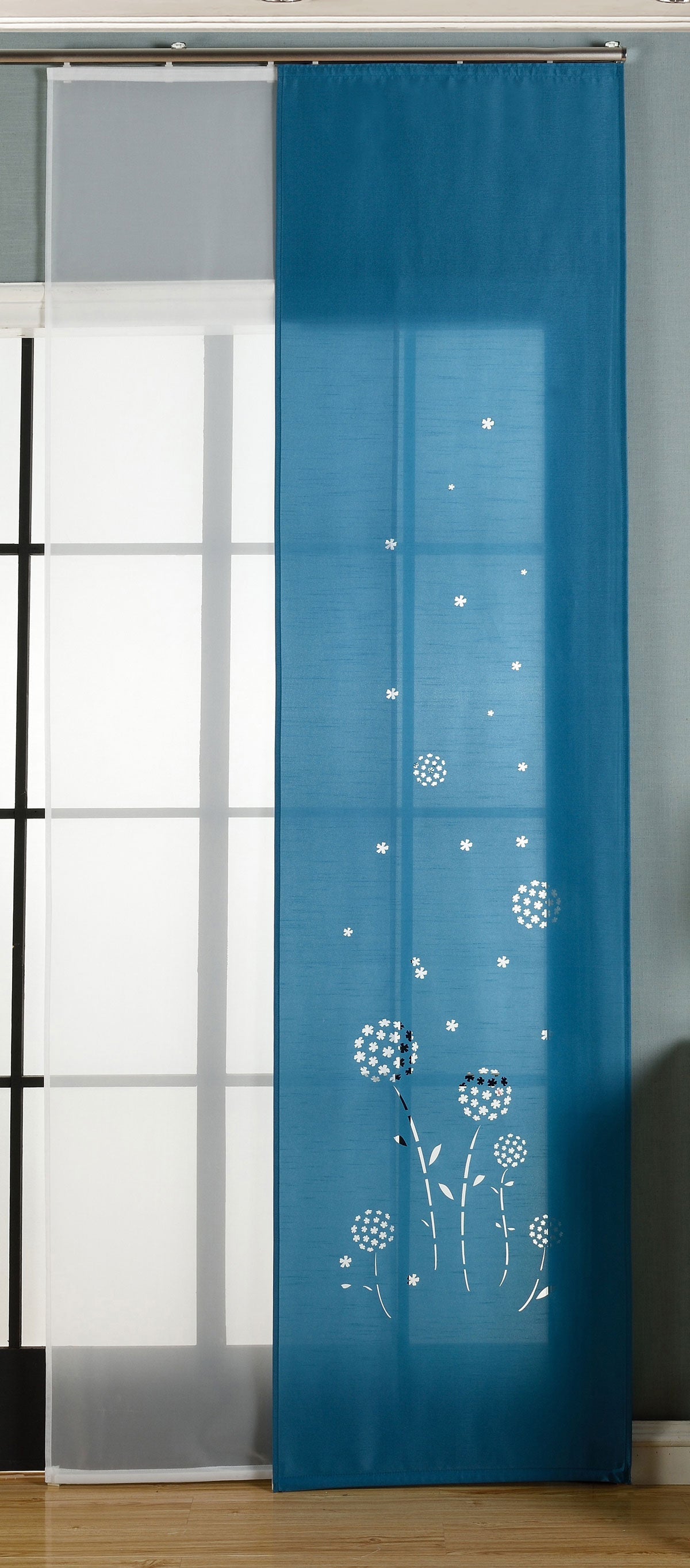 2er-Pack Schiebegardine Flächenvorhang Zamora Lasercut Wildseide Optik Voile cm (HxB) inkl. Paneelwagen und Beschwerungsstangen 165620 Petrol Schiebegardine 2er-Pack_Schiebegardine_Flachenvorhang_Zamora_Lasercut_Wildseide_Optik_Voile_cm_HxB_inkl._Paneelwagen_und_Beschwerungsstangen_165620_-_Gardinenbox.de_-_-3675589 | Gardinenbox.de