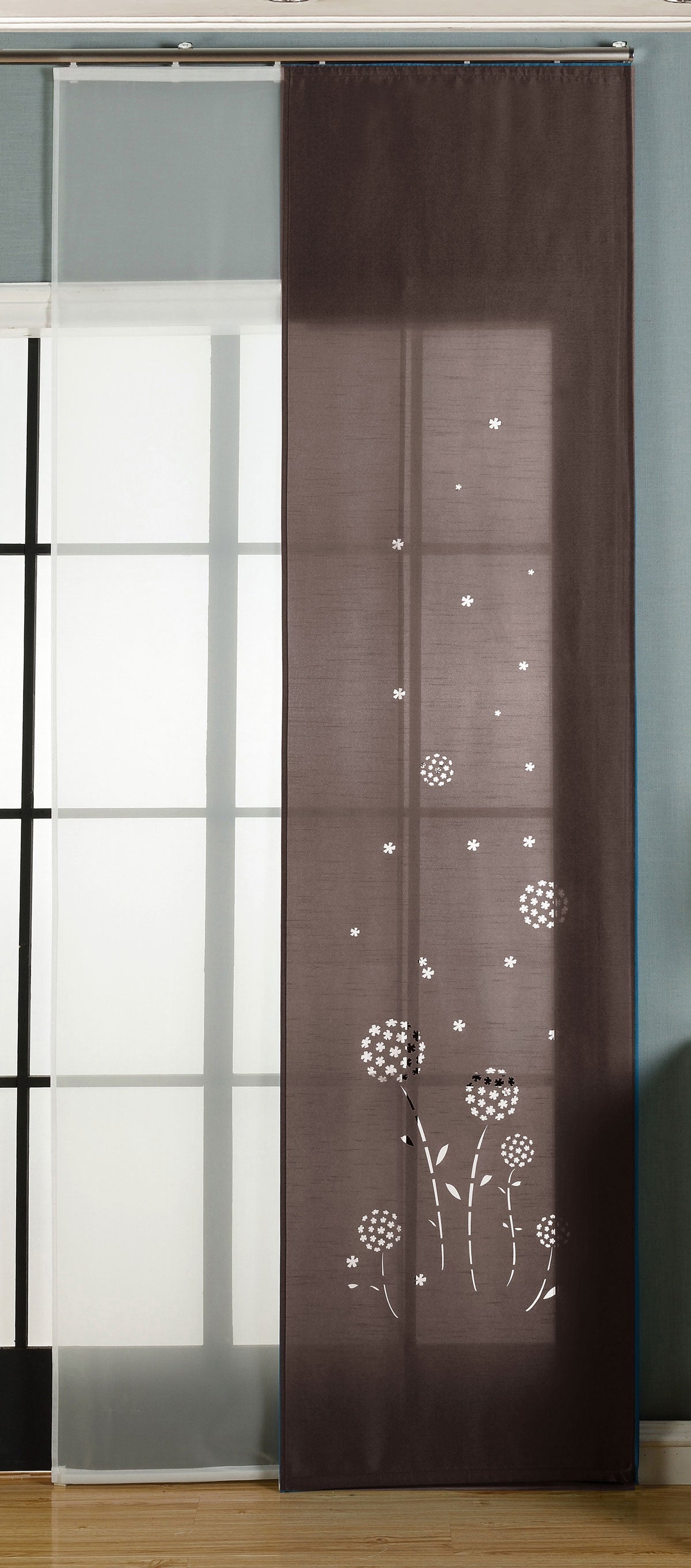 2er-Pack Schiebegardine Flächenvorhang Zamora Lasercut Wildseide Optik Voile cm (HxB) inkl. Paneelwagen und Beschwerungsstangen 165620 Braun Schiebegardine 2er-Pack_Schiebegardine_Flachenvorhang_Zamora_Lasercut_Wildseide_Optik_Voile_cm_HxB_inkl._Paneelwagen_und_Beschwerungsstangen_165620_-_Gardinenbox.de_-_-3675620 | Gardinenbox.de