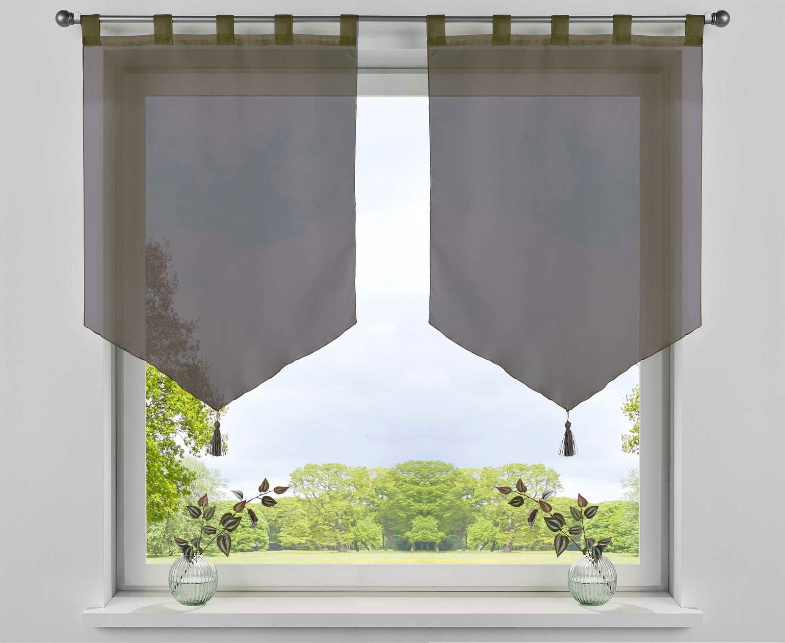 2er Pack Scheibengardinen »LYON« Quaste Modern Zeitlos Voile Küchenfenster Sichtschutz Scheibenhänger Spitzpanneaux 10000333-2 Braun Scheibengardine 2er_Pack_Scheibengardinen_LYON_Quaste_Modern_Zeitlos_Voile_Kuchenfenster_Sichtschutz_Scheibenhanger_Spitzpanneaux_10000333-2_-_Gardinenbox.de_-_-3668634 | Gardinenbox.de