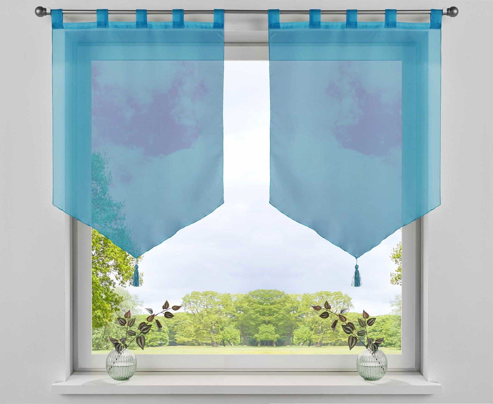 2er Pack Scheibengardinen »LYON« Quaste Modern Zeitlos Voile Küchenfenster Sichtschutz Scheibenhänger Spitzpanneaux 10000333-2 Türkis Scheibengardine 2er_Pack_Scheibengardinen_LYON_Quaste_Modern_Zeitlos_Voile_Kuchenfenster_Sichtschutz_Scheibenhanger_Spitzpanneaux_10000333-2_-_Gardinenbox.de_-_-3668665 | Gardinenbox.de