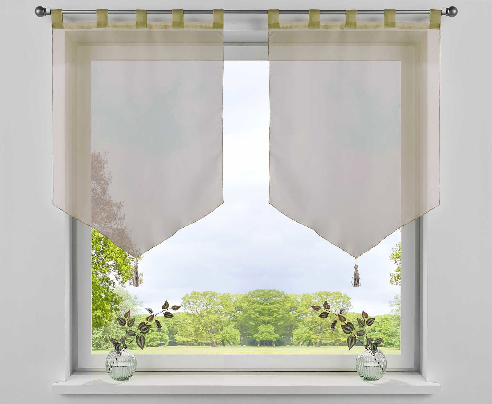 2er Pack Scheibengardinen »LYON« Quaste Modern Zeitlos Voile Küchenfenster Sichtschutz Scheibenhänger Spitzpanneaux 10000333-2 Sand Scheibengardine 2er_Pack_Scheibengardinen_LYON_Quaste_Modern_Zeitlos_Voile_Kuchenfenster_Sichtschutz_Scheibenhanger_Spitzpanneaux_10000333-2_-_Gardinenbox.de_-_-3668703 | Gardinenbox.de