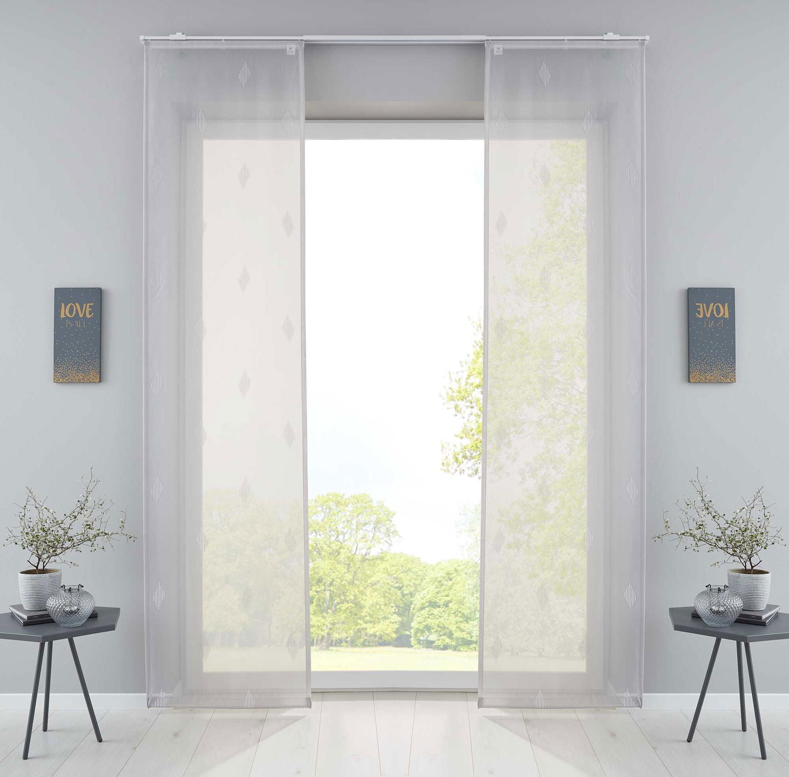 2er Set Flächenvorhänge »Bitlis« Voile Jacquard Musterung Schiebegardinen Raumteiler Wohnzimmer 202080-2 Grau Schiebegardine 2er_Set_Flachenvorhange_Bitlis_Voile_Jacquard_Musterung_Schiebegardinen_Raumteiler_Wohnzimmer_202080-2_-_Gardinenbox.de_-_-3670951 | Gardinenbox.de