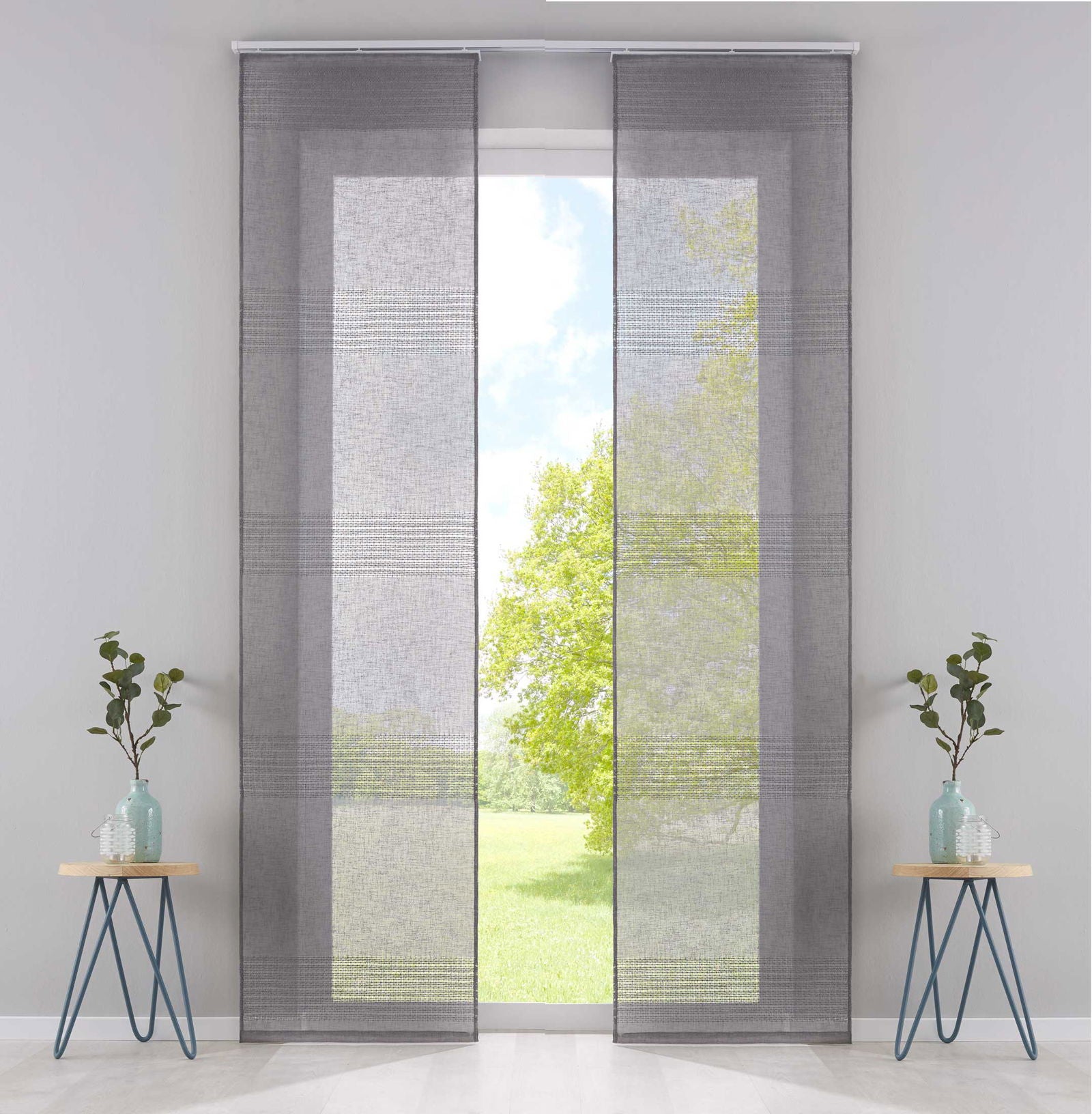 2er Set Flächenvorhänge Schiebegardinen Voile »Sanremo« Landhaus-Stil Querstreifen Leinen Häkel Optik Netzstruktur Paneelwagen 20190342-2 Grau Schiebegardine 2er_Set_Flachenvorhange_Schiebegardinen_Voile_Sanremo_Landhaus-Stil_Querstreifen_Leinen_Hakel_Optik_Netzstruktur_Paneelwagen_20190342-2_-_Gardinenbox.de_-_-3670854 | Gardinenbox.de