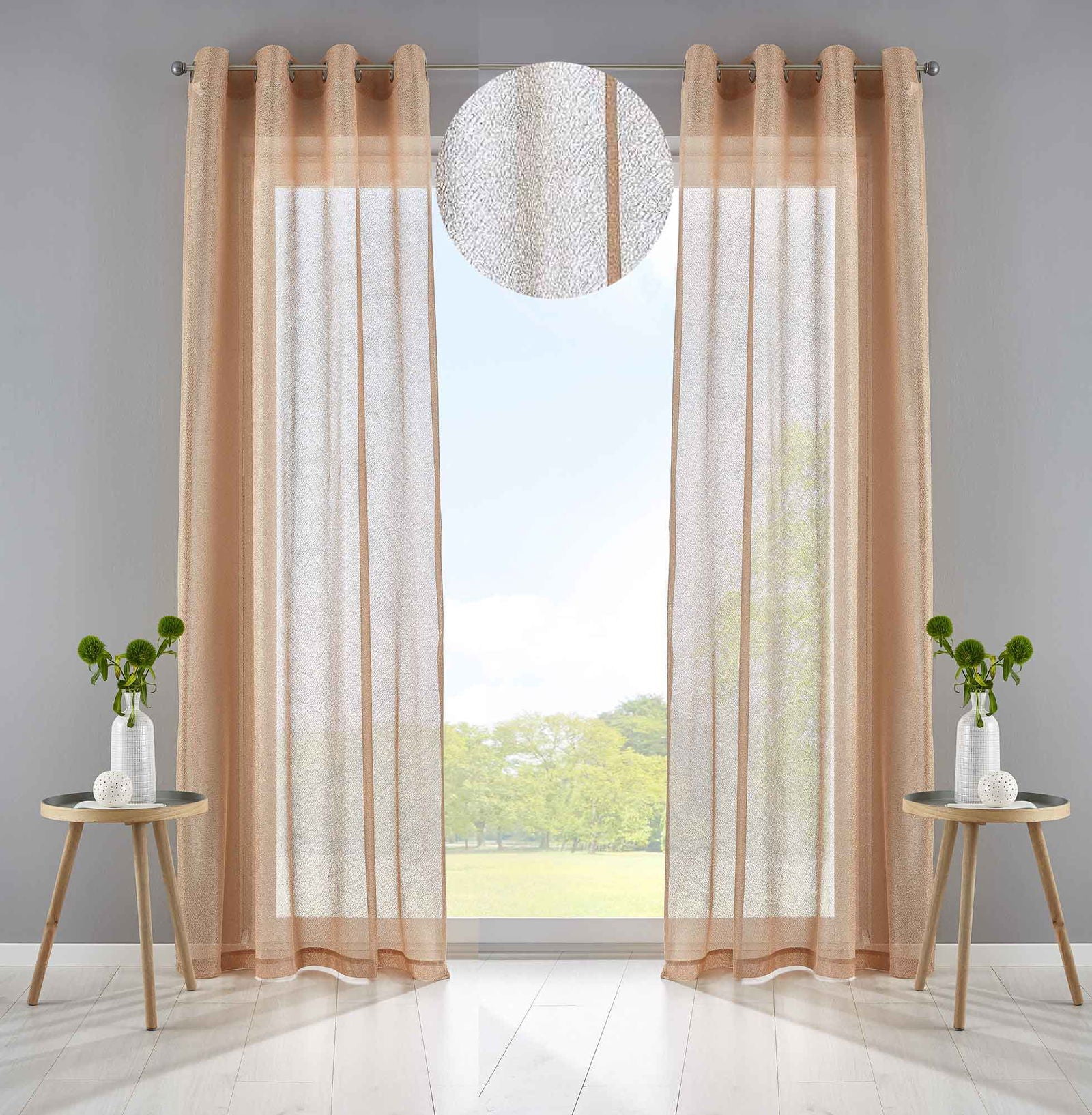 2er Set Gardinen Netz Struktur mit Ösen einfarbig transparent Deko Vorhang Netzvorhang Network 202220353-2 Taupe Netzgardine 2er_Set_Gardinen_Netz_Struktur_mit_Osen_einfarbig_transparent_Deko_Vorhang_Netzvorhang_Network_202220353-2_-_Gardinenbox.de_-_-3671294 | Gardinenbox.de