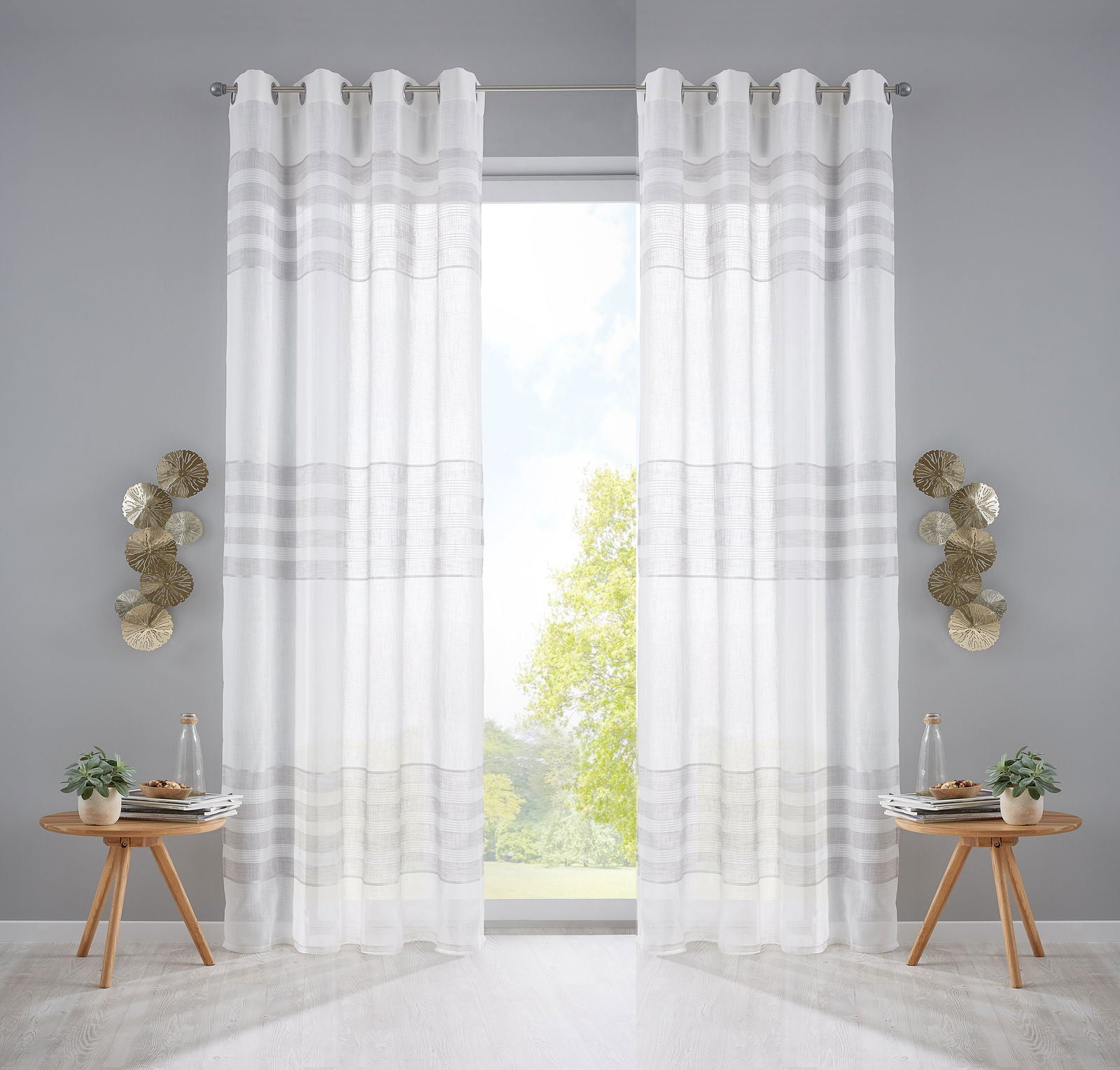 2er Set Gardinen Ösen Vorhang Streifen Gewebt »LINEN« HxB 245x140 cm Naturweiß Grau Ösenschal Batist Halbttransparent Webstreifen 2022310-2 Gardinenschal 2er_Set_Gardinen_Osen_Vorhang_Streifen_Gewebt_LINEN_HxB_245x140_cm_Naturweiss_Grau_Osenschal_Batist_Halbttransparent_Webstreifen_2022310-2_-_Gardinenbox.de_-_-3671327 | Gardinenbox.de