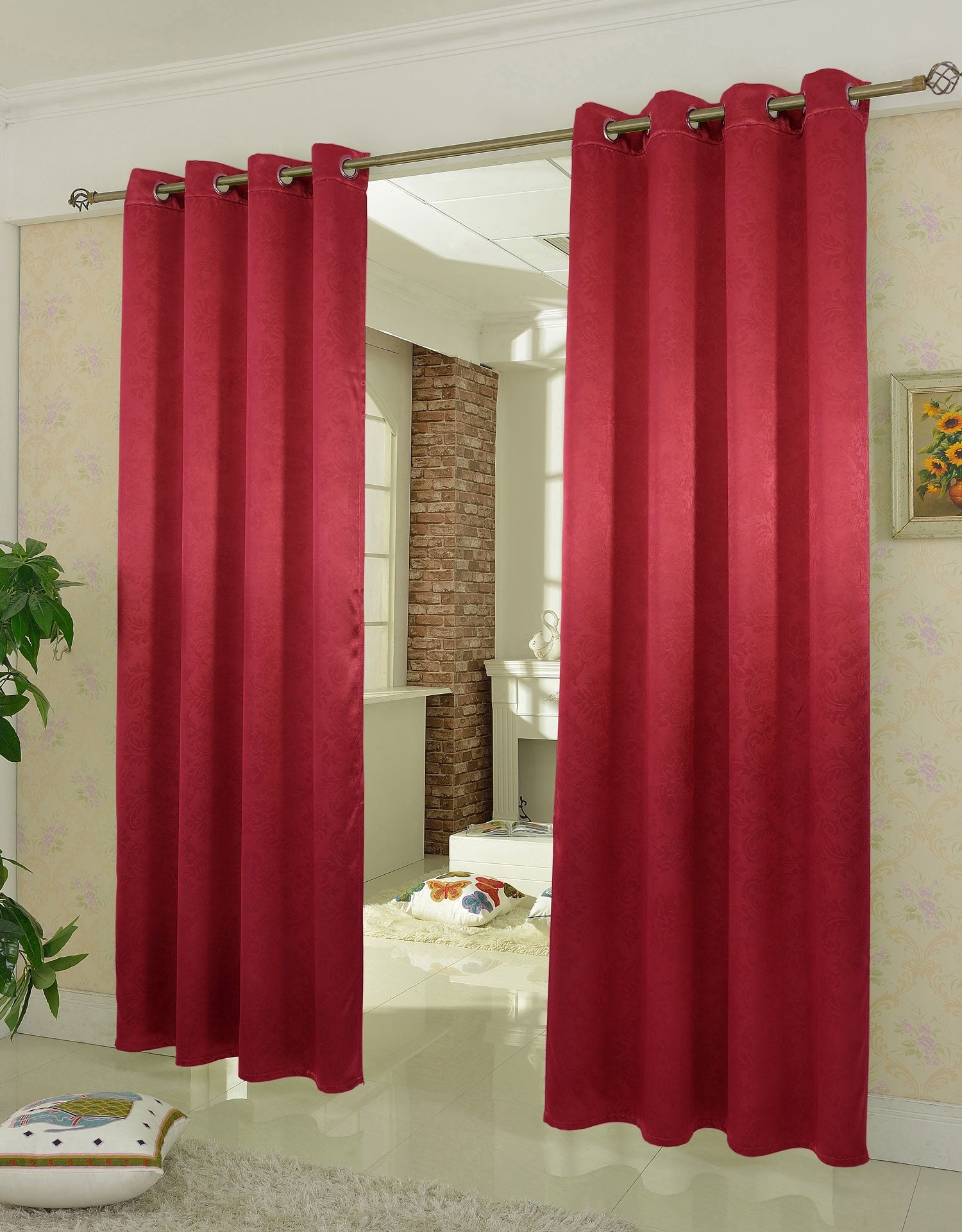 2er Set Satin Verdunkelung Vorhänge Emboss Reliefprägung bemustert Vorhang Gardine 20370-380 Bordeaux Barock Ösen Vorhang 2er_Set_Satin_Verdunkelung_Vorhange_Emboss_Reliefpragung_bemustert_Vorhang_Gardine_20370-380_-_Gardinenbox.de_-_-3672313 | Gardinenbox.de