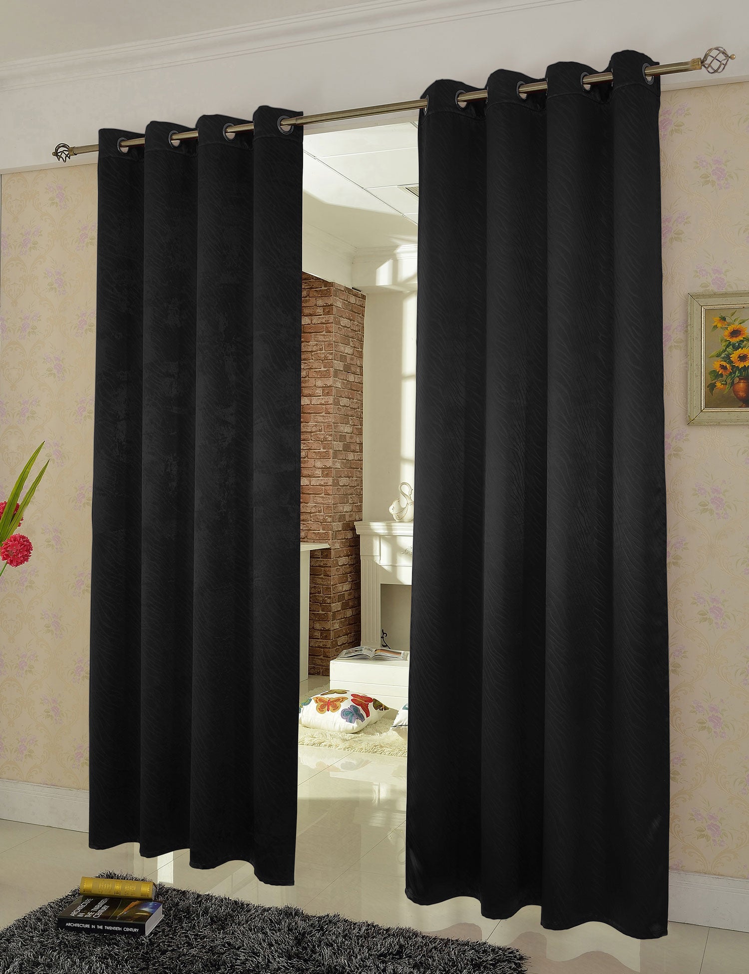 2er Set Satin Verdunkelung Vorhänge Emboss Reliefprägung bemustert Vorhang Gardine 20370-380 Schwarz Zebra Ösen Vorhang 2er_Set_Satin_Verdunkelung_Vorhange_Emboss_Reliefpragung_bemustert_Vorhang_Gardine_20370-380_-_Gardinenbox.de_-_-3672421 | Gardinenbox.de