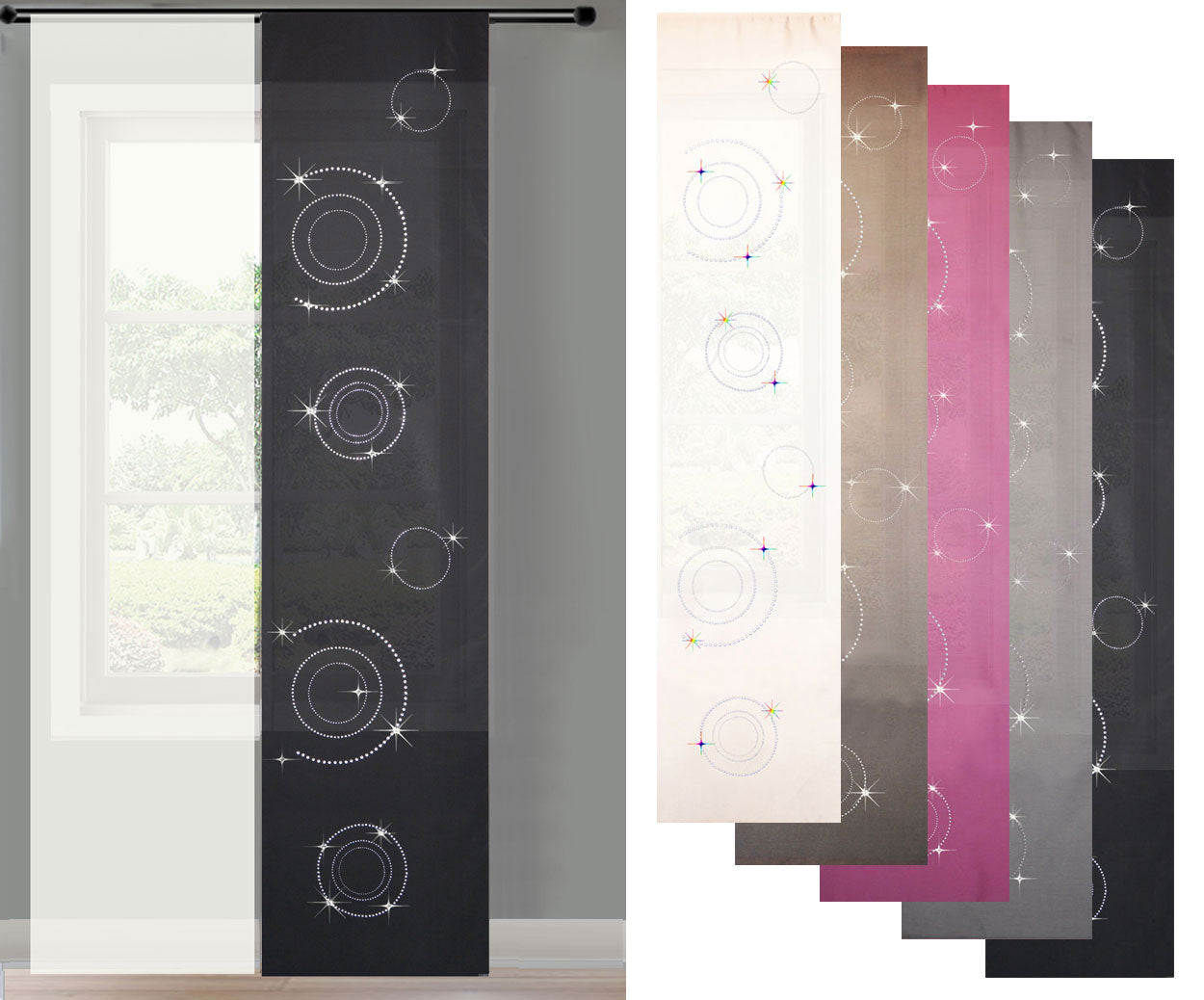 2er Set Schiebegardine Flächenvorhang Circle Strass blickdicht und Voile Paneel transparent 85625 Schiebegardine 2er_Set_Schiebegardine_Flachenvorhang_Circle_Strass_blickdicht_und_Voile_Paneel_transparent_85625_-_Gardinenbox.de_-_-3672552 | Gardinenbox.de