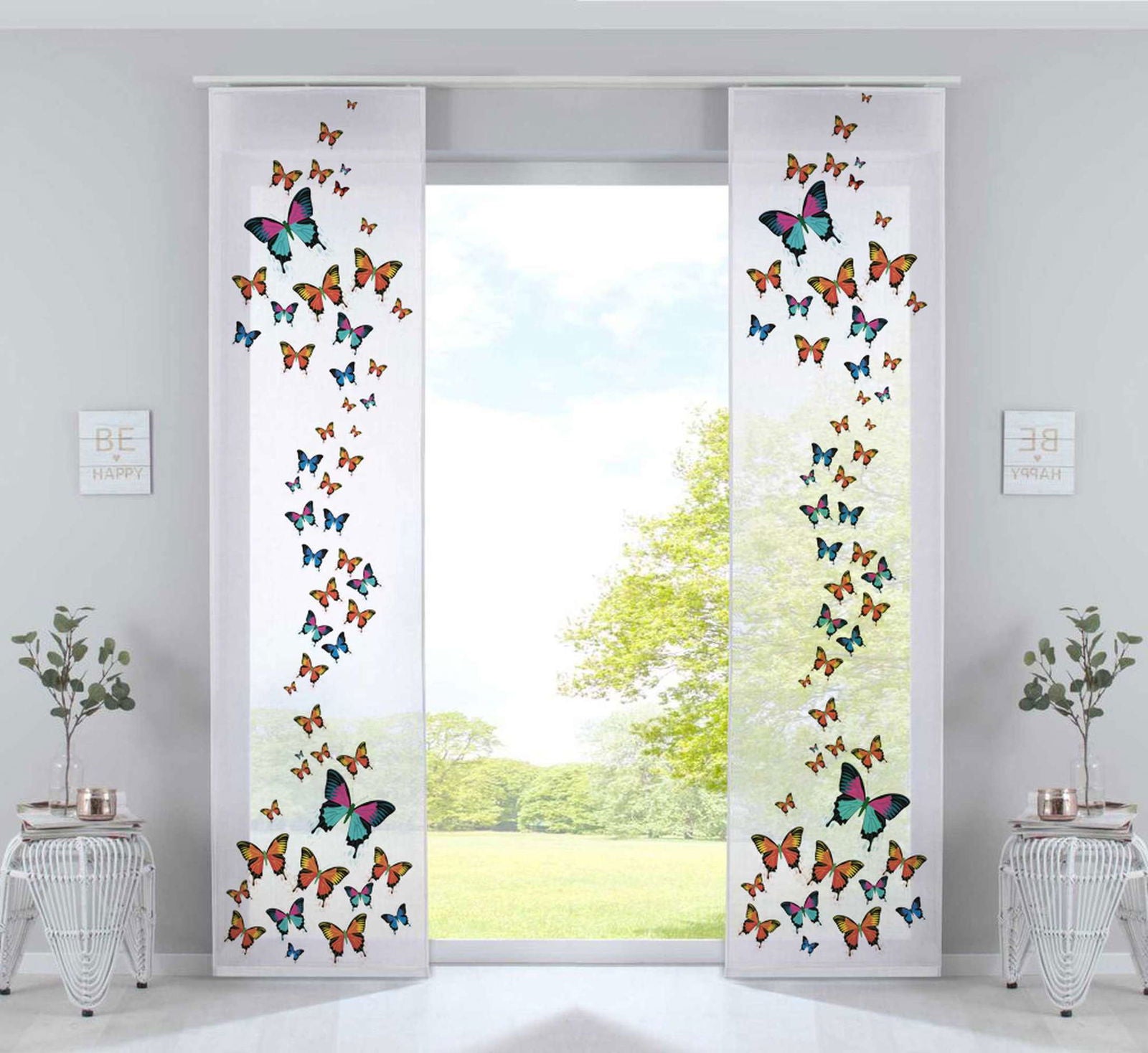 2er Set Schiebegardinen Flächenvorhänge »Izmir« Voile transparent Paneelwagen Beschwerungsstange 2022400-2 Schmetterling Schiebegardine 2er_Set_Schiebegardinen_Flachenvorhange_Izmir_Voile_transparent_Paneelwagen_Beschwerungsstange_2022400-2_-_Gardinenbox.de_-_-3672756 | Gardinenbox.de