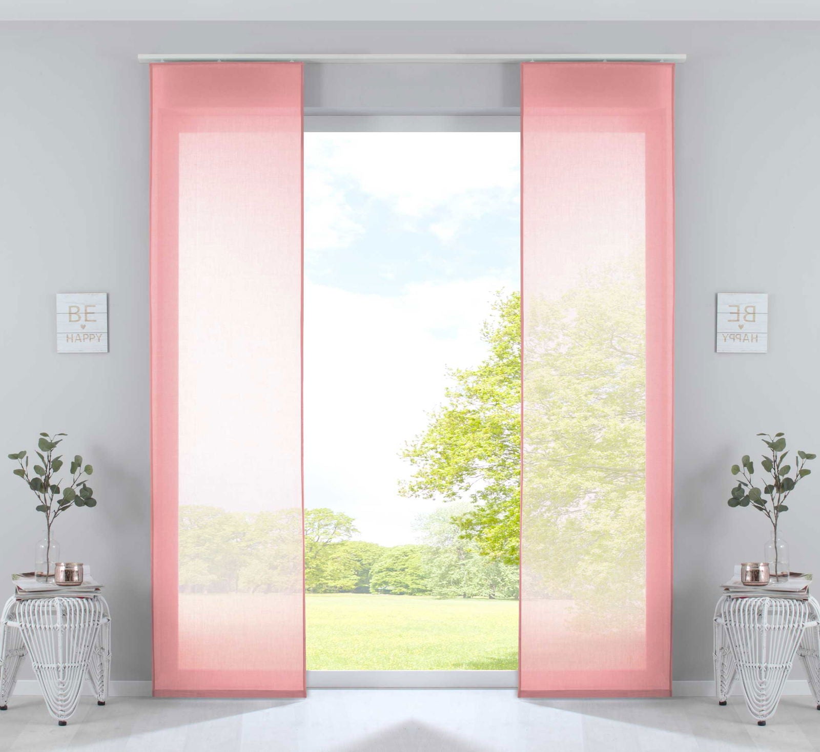 2er Set Schiebegardinen »Nizza« Baumwoll-Voile Halbvoile Transparent Flächenvorhang mit Paneelwagen und Beschwerungsstange 2019032-2 Coral Schiebegardine 2er_Set_Schiebegardinen_Nizza_Baumwoll-Voile_Halbvoile_Transparent_Flachenvorhang_mit_Paneelwagen_und_Beschwerungsstange_2019032-2_-_Gardinenbox.de_-_-3672874 | Gardinenbox.de