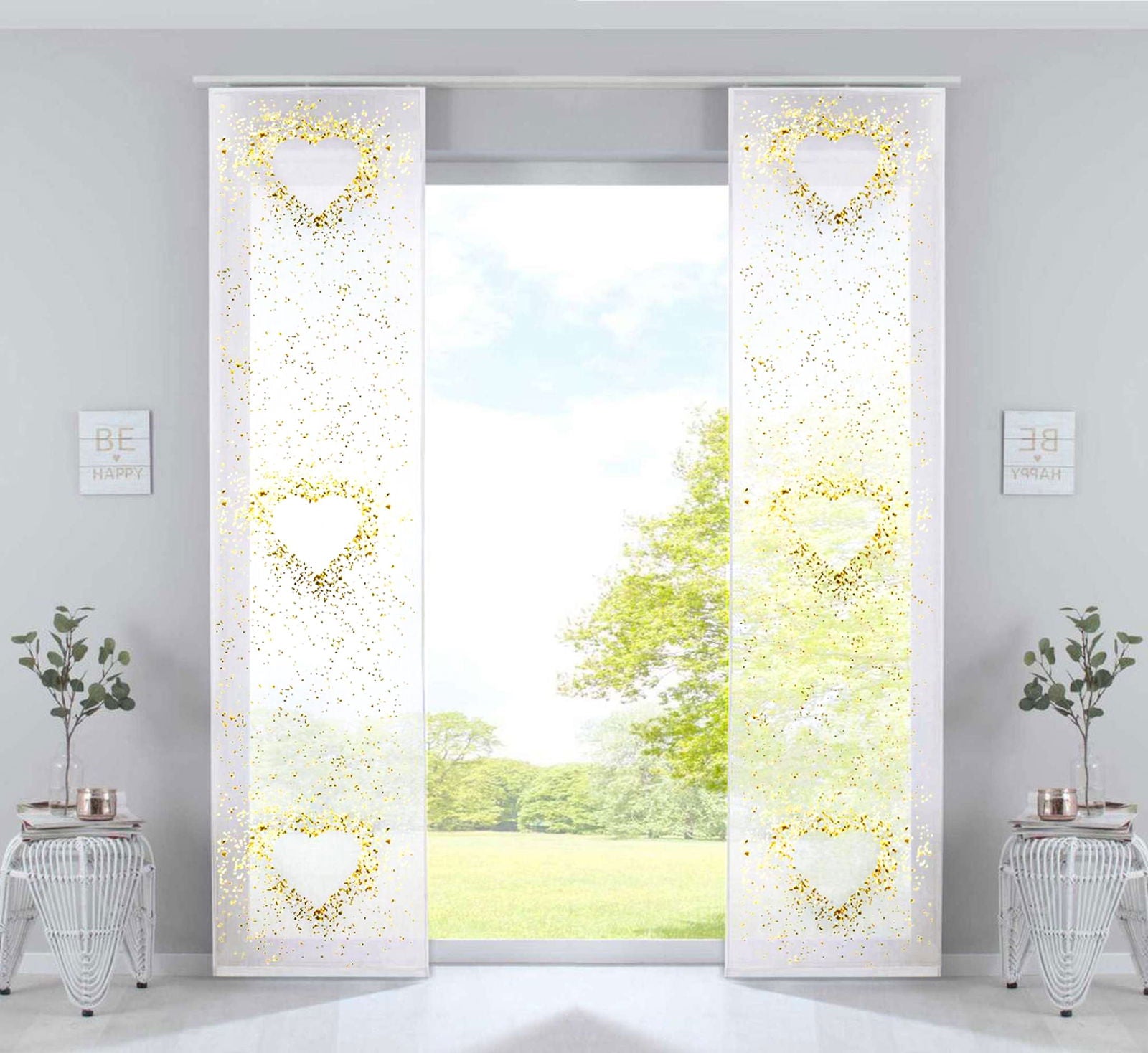 2er Set Schiebevorhänge Bedruckt Flächenvorhänge »Izmir« Microsatin Blickdicht Lichtdurchlässig mit Paneelwagen 2022400B-2 Herz Schiebegardine 2er_Set_Schiebevorhange_Bedruckt_Flachenvorhange_Izmir_Microsatin_Blickdicht_Lichtdurchlassig_mit_Paneelwagen_2022400B-2_-_Gardinenbox.de_-_-3673009 | Gardinenbox.de