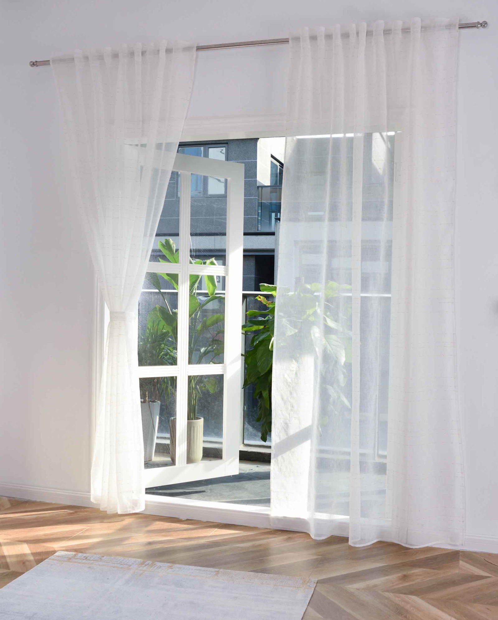 2er Set Transparente Gardine HxB 245x145 cm Weiß »DOHA« in Leinen-Optik mit Glänzendem Garn - Moderne Linien-Design, Pflegeleicht 2023490-2 Gardinenschal 2er_Set_Transparente_Gardine_HxB_245x145_cm_Weiss_DOHA_in_Leinen-Optik_mit_Glanzendem_Garn_-_Moderne_Linien-Design_Pflegeleicht_2023490-2_-_Gardinenbox.de_-_-3673354 | Gardinenbox.de