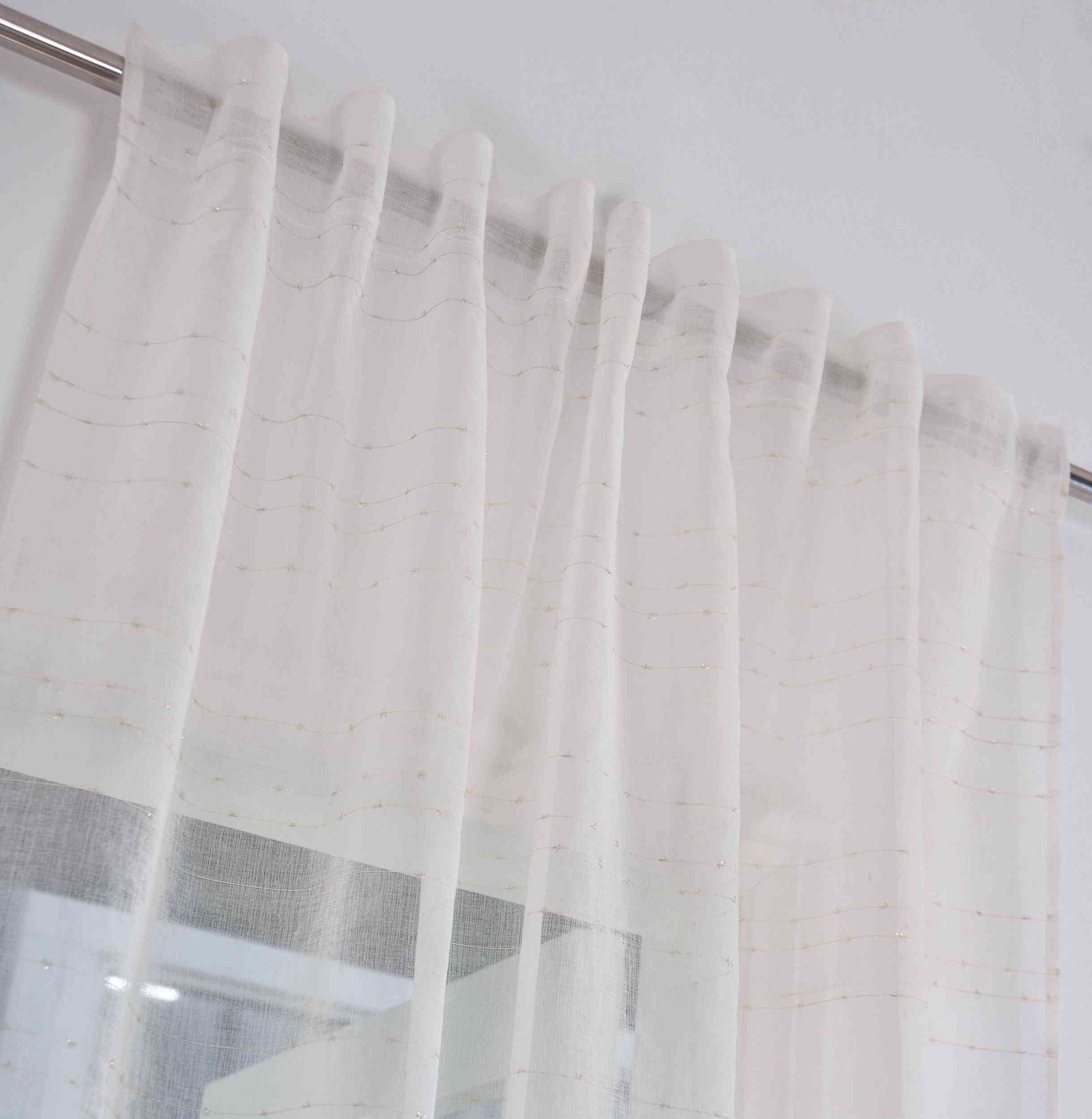 2er Set Transparente Gardine HxB 245x145 cm Weiß »DOHA« in Leinen-Optik mit Glänzendem Garn - Moderne Linien-Design, Pflegeleicht 2023490-2 Gardinenschal 2er_Set_Transparente_Gardine_HxB_245x145_cm_Weiss_DOHA_in_Leinen-Optik_mit_Glanzendem_Garn_-_Moderne_Linien-Design_Pflegeleicht_2023490-2_-_Gardinenbox.de_-_-3673397 | Gardinenbox.de