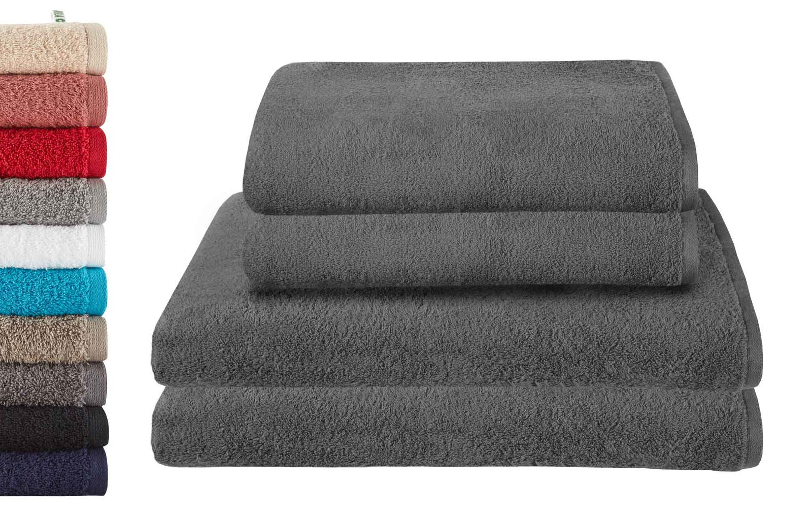 4er Set 2 Badetücher BxL 70x140 cm 2 Saunatücher 100x150 cm »Montreal« 100% Bio Baumwolle 500gr/m² Nachhaltig 2020103-4-4er Dunkelgrau Frottee 4er_Set_2_Badetucher_BxL_70x140_cm_2_Saunatucher_100x150_cm_Montreal_100_Bio_Baumwolle_500gr-m_Nachhaltig_2020103-4-4er_-_Gardinenbox.de_-_-3675831 | Gardinenbox.de