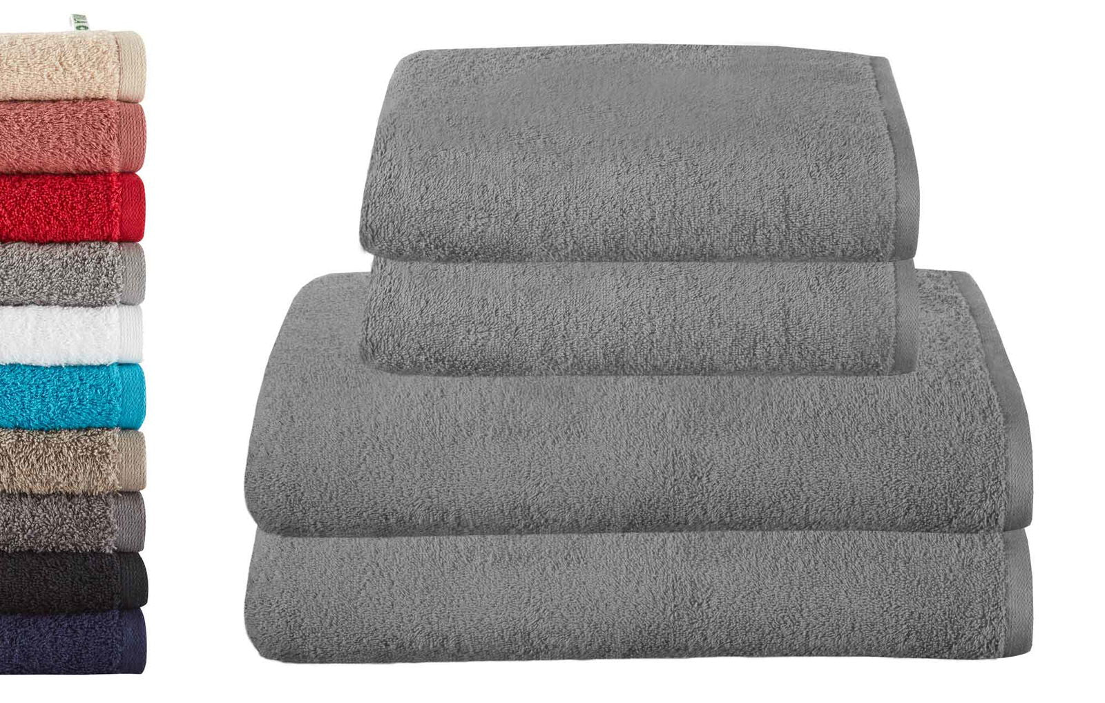 4er Set 2 Handtücher 50x100 cm 2 Badetücher BxL 70x140 cm »Montreal« 100% Bio Baumwolle 500gr/m² Nachhaltig 2020102-3-4erset Grau Frottee 4er_Set_2_Handtucher_50x100_cm_2_Badetucher_BxL_70x140_cm_Montreal_100_Bio_Baumwolle_500gr-m_Nachhaltig_2020102-3-4erset_-_Gardinenbox.de_-_-3676013 | Gardinenbox.de