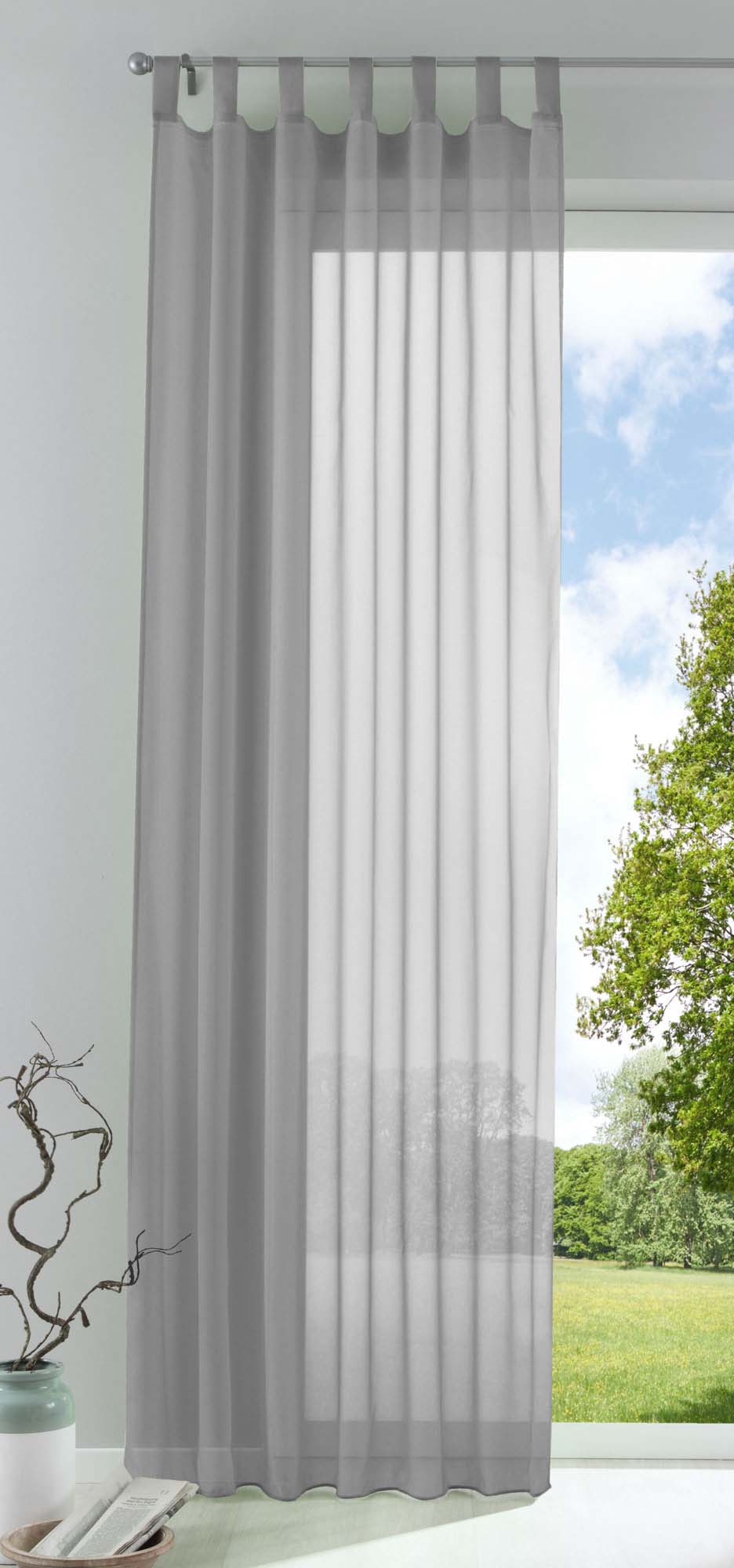 Schlaufenschal Gardine uni transparent Voile 61175 Grau HxB 245x140 cm Gardinenschal 61175grau | Gardinenbox.de