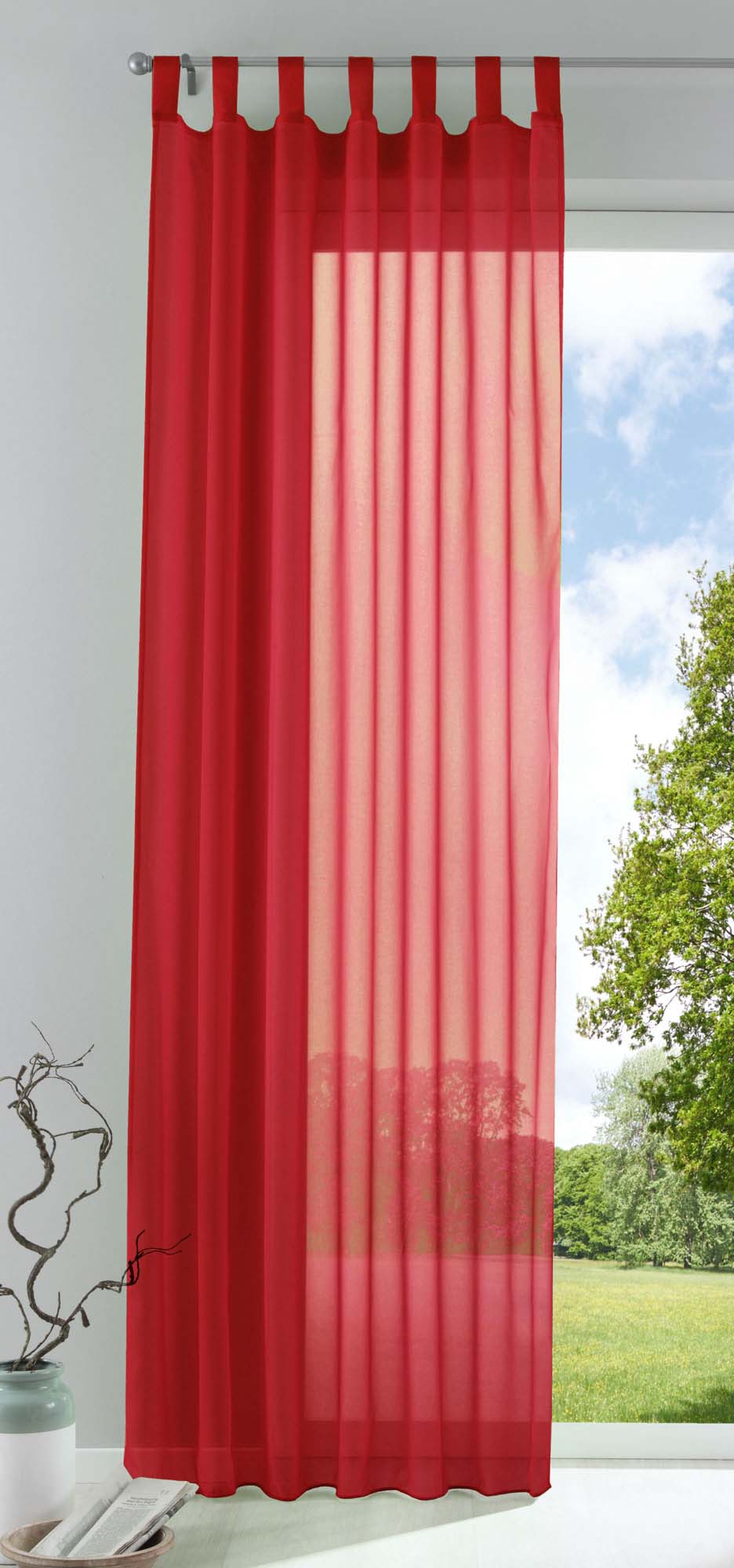 Schlaufenschal Gardine uni transparent Voile 61175 Rot HxB 175x140 cm Gardinenschal 61175rot_f97af129-b000-41a0-a86e-4a8efe34f763 | Gardinenbox.de