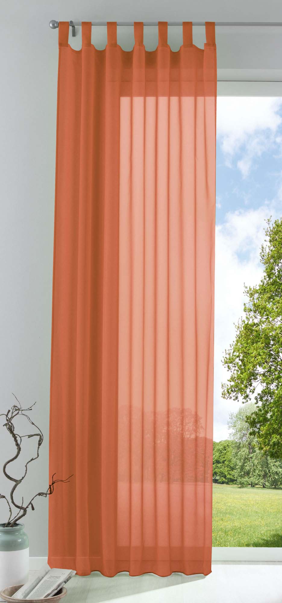 Schlaufenschal Gardine uni transparent Voile 61175 Terrakotta HxB 175x140 cm Gardinenschal 61175terrakotta_f4107c9d-5d63-4da1-9d2d-03e8156a628c | Gardinenbox.de