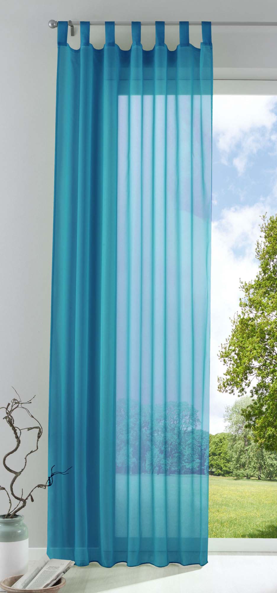Schlaufenschal Gardine uni transparent Voile 61175 Türkis HxB 175x140 cm Gardinenschal 61175tuerkis_a961198e-d95e-49d2-a05c-1f844f3bf04e | Gardinenbox.de
