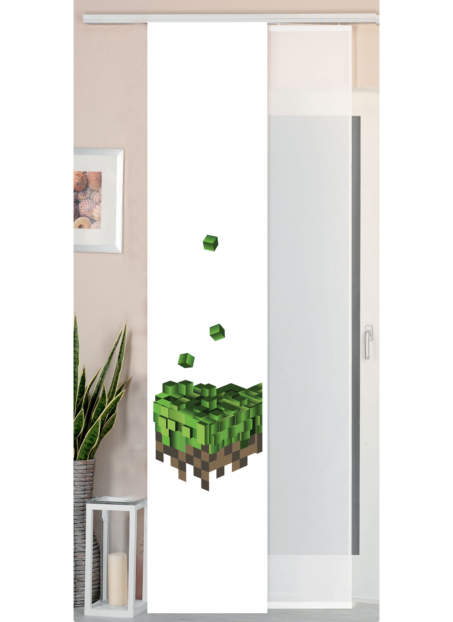 2er Set Schiebegardine Flächenvorhang Wildseide Optik und Voile Paneel 80400 Pixel Schiebegardine 80400pixel | Gardinenbox.de