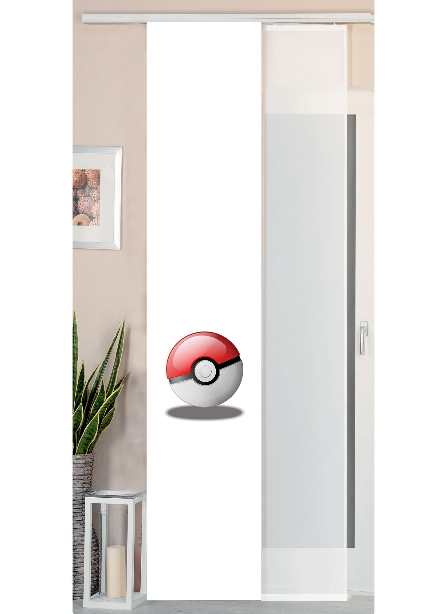 2er Set Schiebegardine Flächenvorhang Wildseide Optik und Voile Paneel 80400 Pokeball Schiebegardine 80400pokeball | Gardinenbox.de