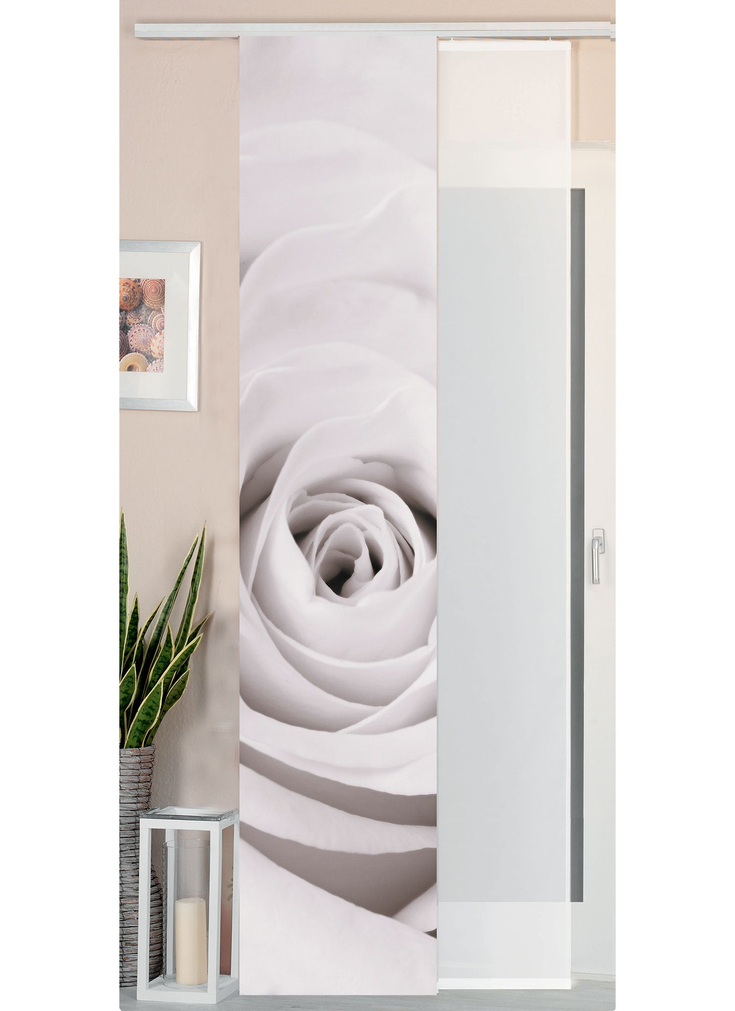 2er Set Schiebegardine Flächenvorhang Wildseide Optik und Voile Paneel 80400 Rose Schiebegardine 80400rose | Gardinenbox.de