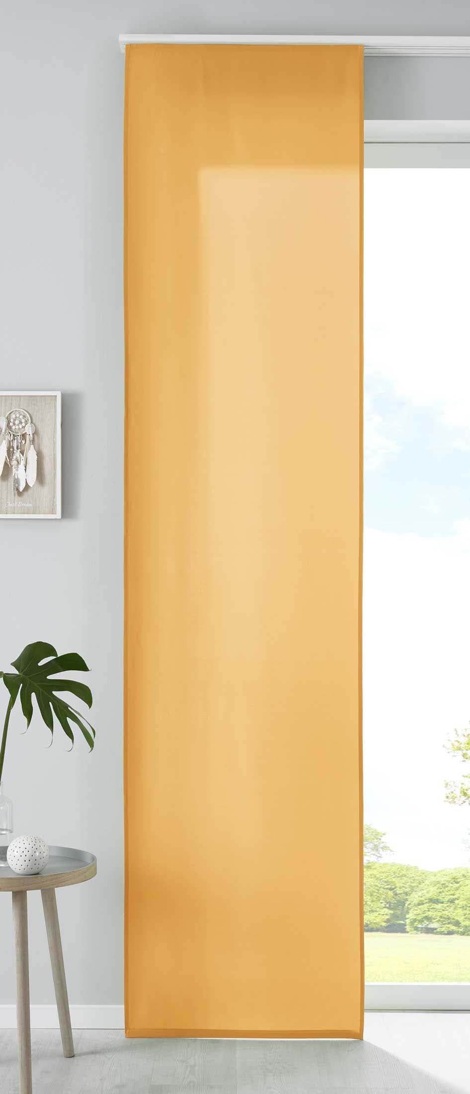 1er Set Schiebegardine Flächenvorhang Mikrofaser Vorhang Gardine Raumteiler Matt Paneelwagen Beschwerungsstange 85600N Gelb Schiebegardine 85600Ngelb | Gardinenbox.de