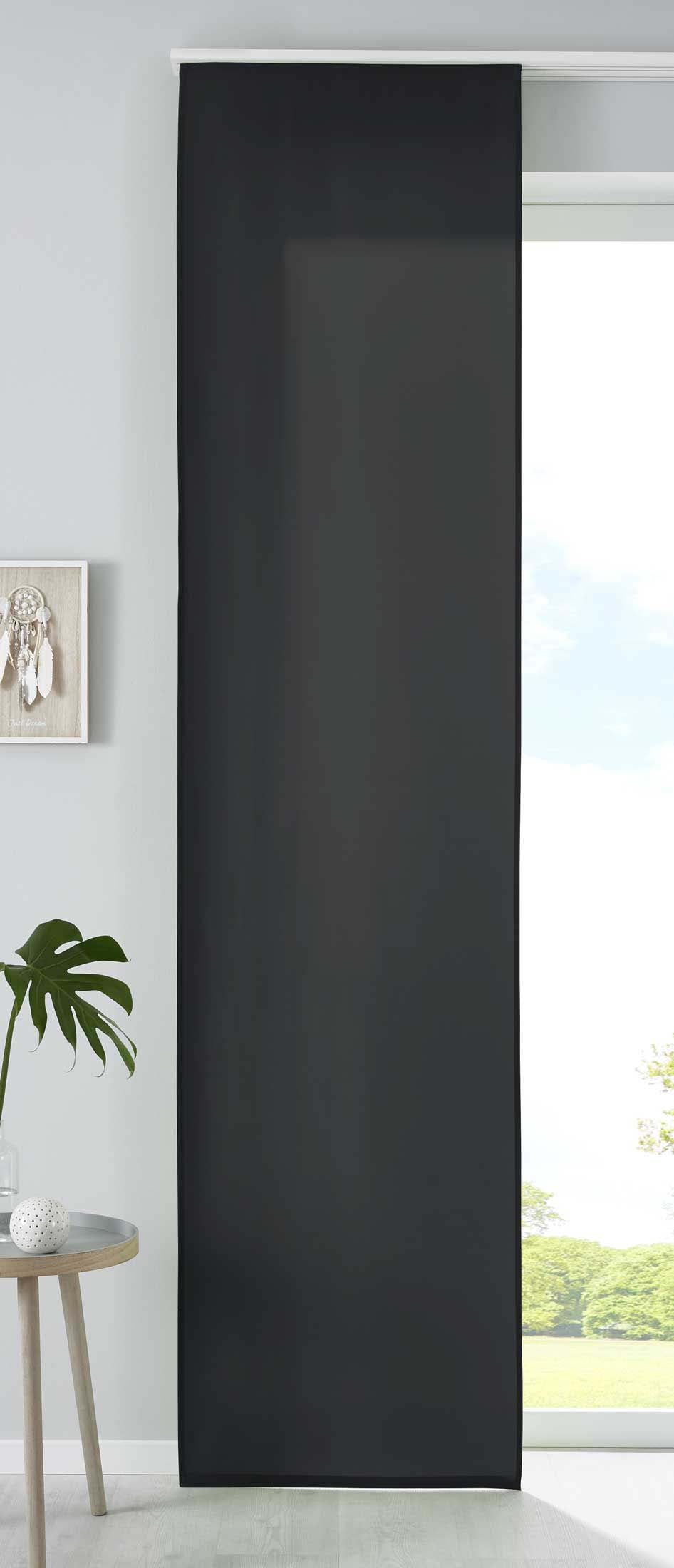 1er Set Schiebegardine Flächenvorhang Mikrofaser Vorhang Gardine Raumteiler Matt Paneelwagen Beschwerungsstange 85600N Schwarz Schiebegardine 85600Nschwarz_404ad435-5936-4b25-8349-34dddc9afdc2 | Gardinenbox.de