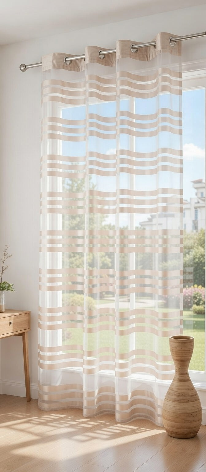 Ösen Schal »GÖTTINGEN« transparent Organza Gardine mit Querstreifen 89133