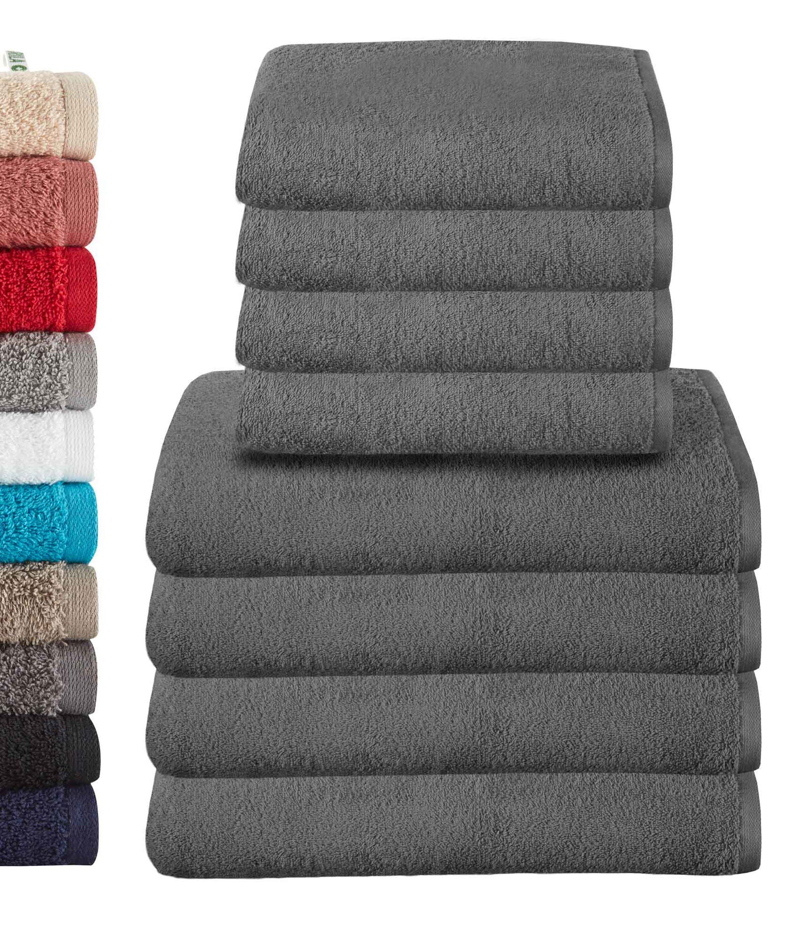 8er Set 4 Handtücher 50x100 cm 4 Badetücher BxL 70x140 cm »Montreal« 100% Bio Baumwolle 500gr/m² Nachhaltig 2020102-3-8set Dunkelgrau Frottee 8er_Set_4_Handtucher_50x100_cm_4_Badetucher_BxL_70x140_cm_Montreal_100_Bio_Baumwolle_500gr-m_Nachhaltig_2020102-3-8set_-_Gardinenbox.de_-_-3677598 | Gardinenbox.de