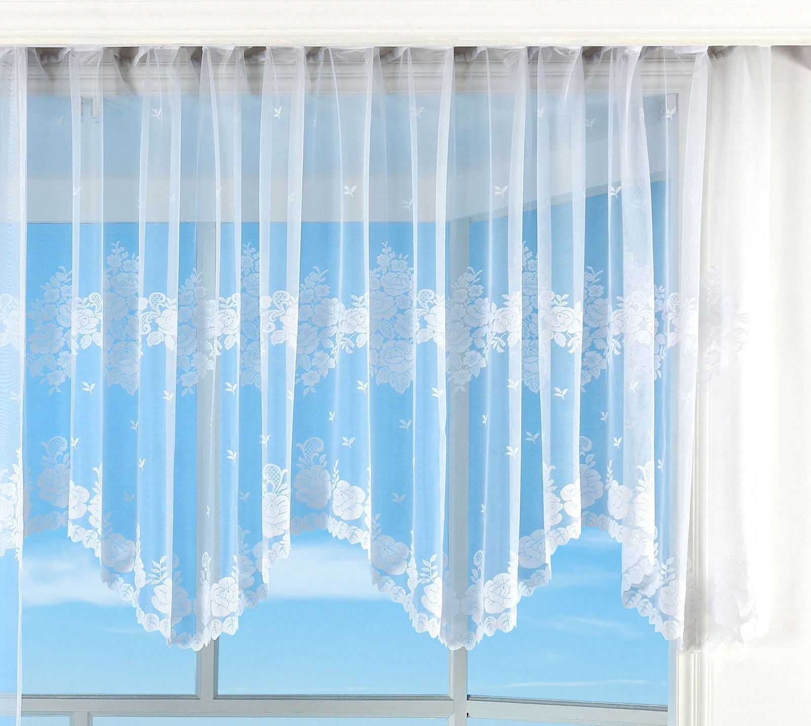 Bogenstore Gardine Jacquard , Blumenmuster Weiß Kräuselband Universalband Faltenband Store 13140 145x600 Gardinenstore Bogenstore_Gardine_Jacquard_Blumenmuster_Weiss_Krauselband_Universalband_Faltenband_Store_13140_-_Gardinenbox.de_-_-3678687 | Gardinenbox.de