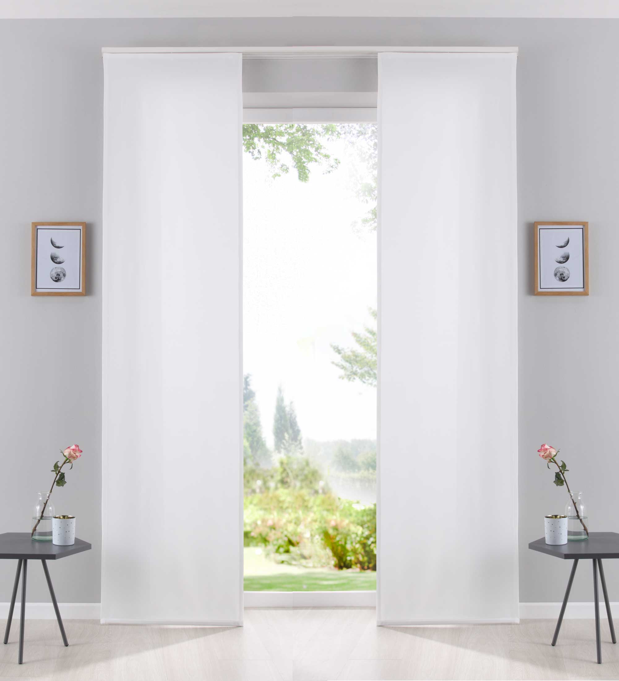 2er Pack Flächenvorhänge Schiebegardinen komplett Set Cationic blickdicht Leinen Optik natura seidenmatt Landhaus Stil 204411-2 Natur Schiebegardine Fl_chenvorh_nge_natur | Gardinenbox.de