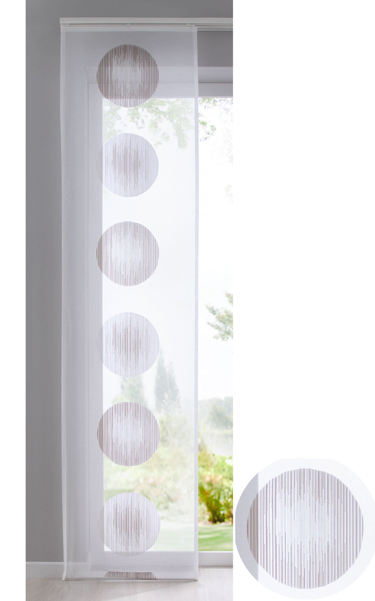 Flächenvorhang »Balikesir« Kreise Muster Schiebegardine Raumteiler Querlinien Wohnzimmer Kugel Ball 10000316 Braun Schiebegardine Flachenvorhang_Balikesir_Kreise_Muster_Schiebegardine_Raumteiler_Querlinien_Wohnzimmer_Kugel_Ball_10000316_-_Gardinenbox.de_-_-3680376 | Gardinenbox.de