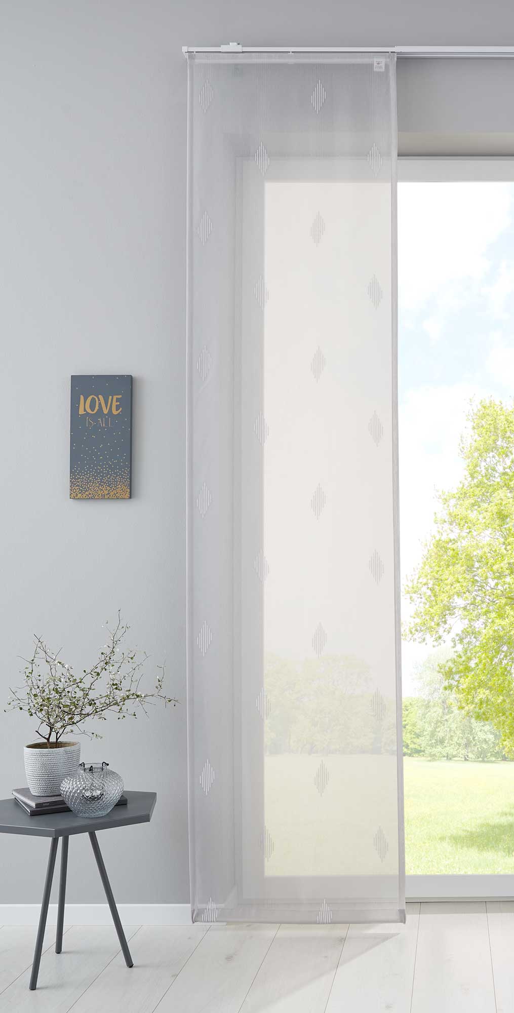 Flächenvorhang »Bitlis« Voile Jacquard Musterung Schiebegardine Raumteiler Wohnzimmer 202080 Grau Schiebegardine Flachenvorhang_Bitlis_Voile_Jacquard_Musterung_Schiebegardine_Raumteiler_Wohnzimmer_202080_-_Gardinenbox.de_-_-3680479 | Gardinenbox.de