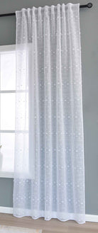 Gardine  HxB 245x145 cm Natur Pompom »VALENCIA« Multiband Aufhängung Scherli Transparent Leinen-Optik 2023400 - Gardinenbox.de - 
