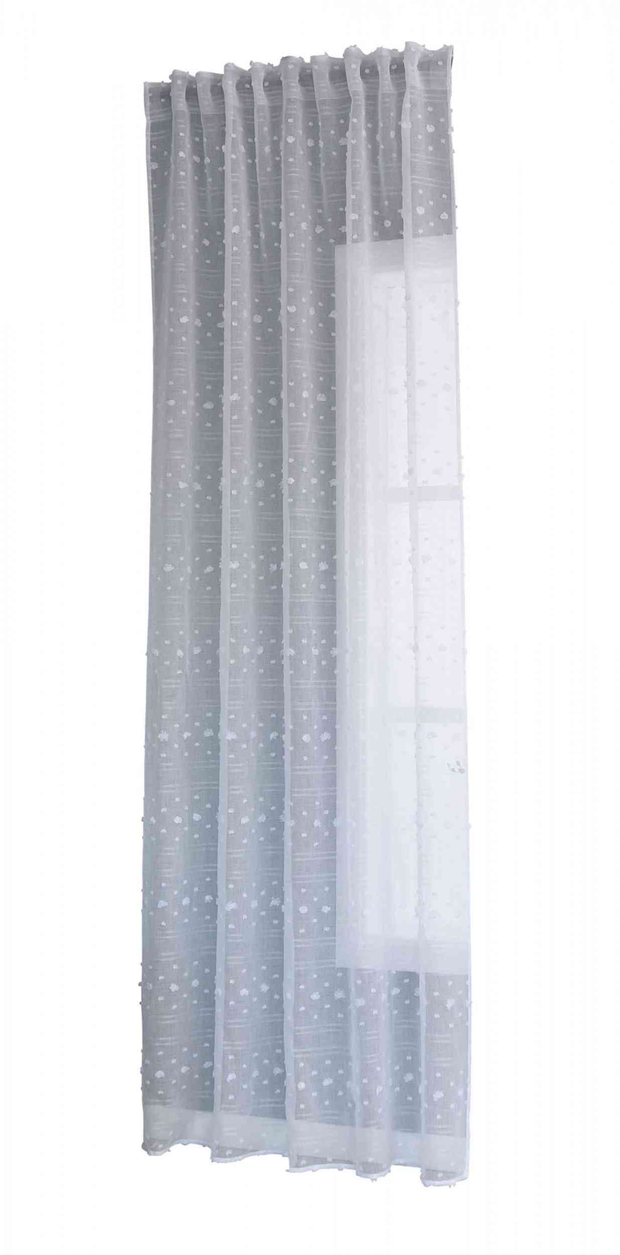 Gardine  HxB 245x145 cm Natur Pompom »VALENCIA« Multiband Aufhängung Scherli Transparent Leinen-Optik 2023400 - Gardinenbox.de - 