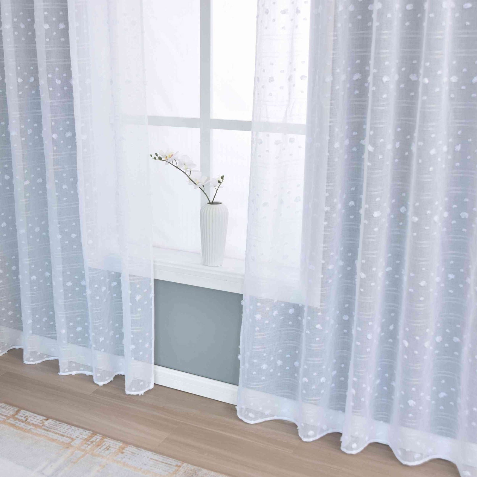 Gardine  HxB 245x145 cm Natur Pompom »VALENCIA« Multiband Aufhängung Scherli Transparent Leinen-Optik 2023400 - Gardinenbox.de - 