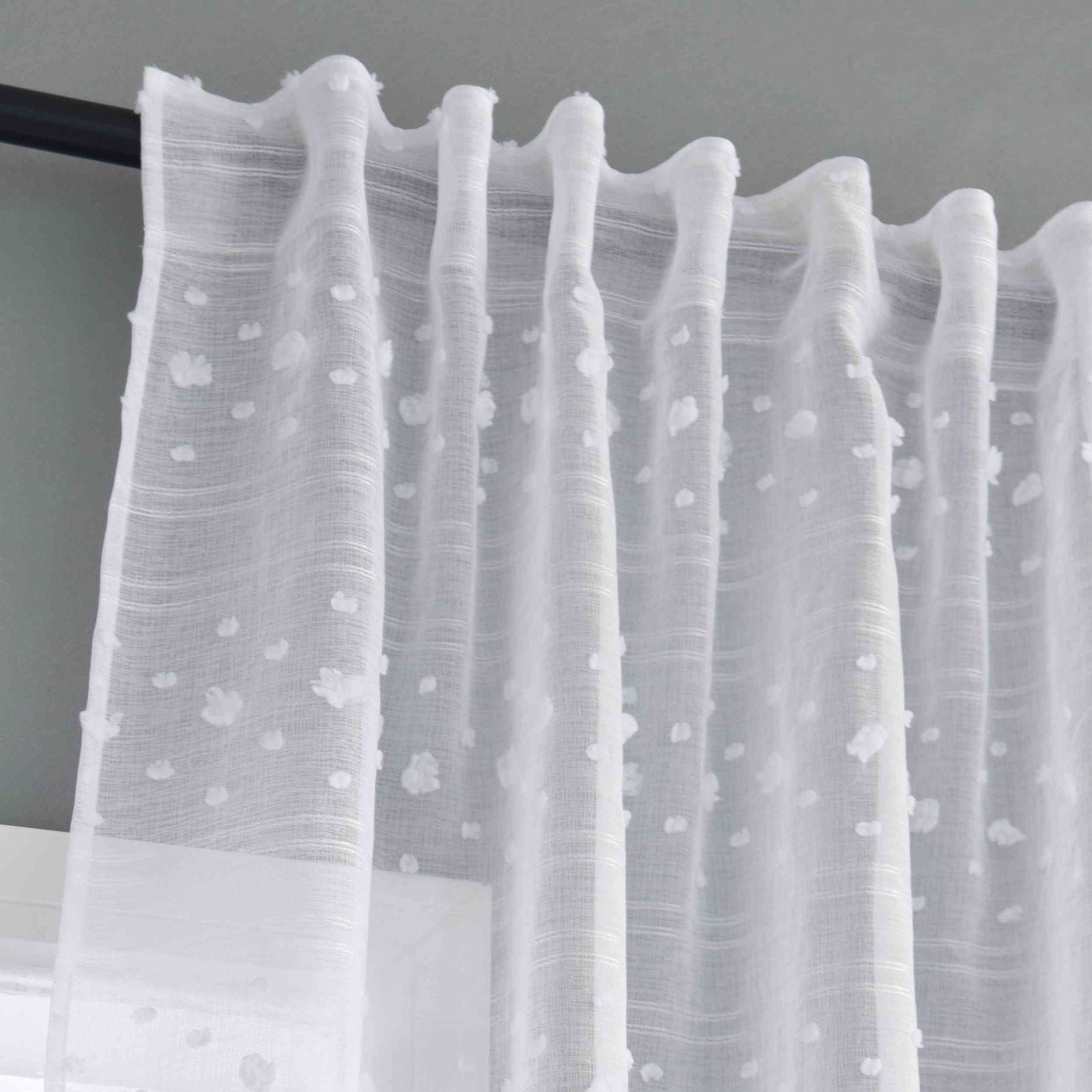 Gardine  HxB 245x145 cm Natur Pompom »VALENCIA« Multiband Aufhängung Scherli Transparent Leinen-Optik 2023400 - Gardinenbox.de - 