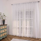 Gardine  HxB 245x145 cm Natur Pompom »VALENCIA« Multiband Aufhängung Scherli Transparent Leinen-Optik 2023400 - Gardinenbox.de - 