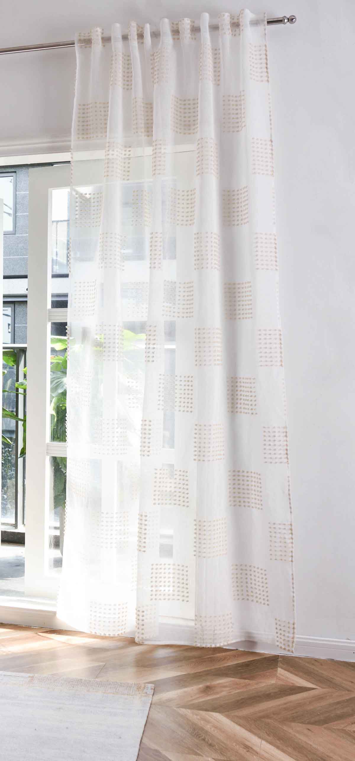 Gardine HxB 245x140 cm Natur Taupe Geo »VALENCIA« Multiband Aufhängung Scherli Transparent Leinen-Optik 2023480 Gardinenschal Gardine_HxB_245x145_cm_Natur_Taupe_Geo_VALENCIA_Multiband_Aufhangung_Scherli_Transparent_Leinen-Optik_2023480_-_Gardinenbox.de_-_-3681320 | Gardinenbox.de