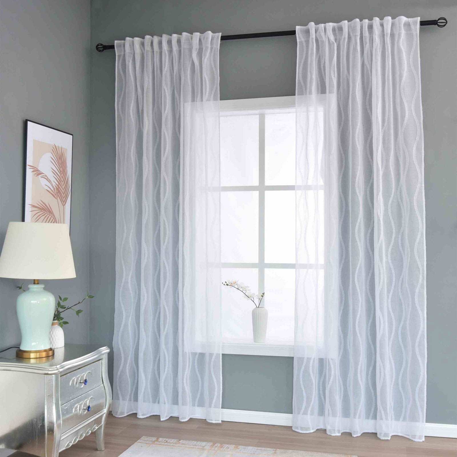 Gardine HxB 245x145 cm Natur Waves »VALENCIA« Multiband Aufhängung Scherli Transparent Leinen-Optik 2023420 - Gardinenbox.de - 