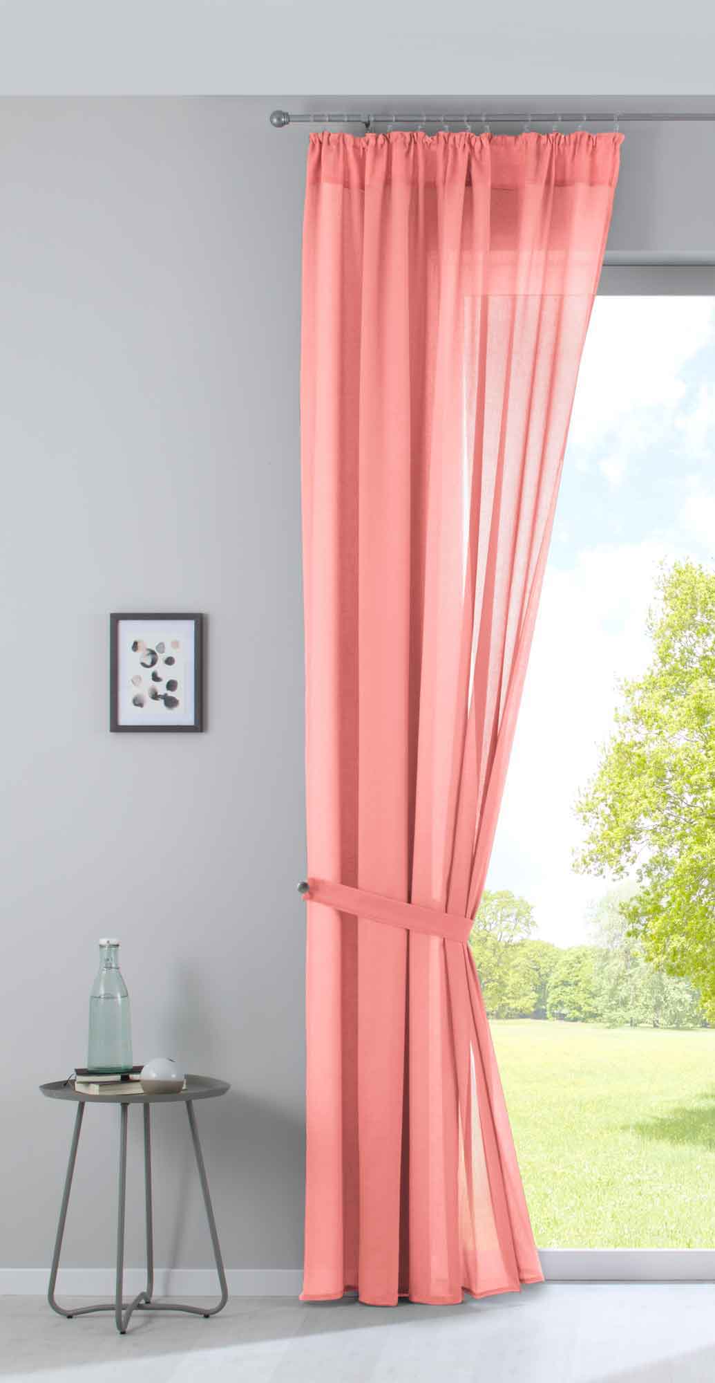 Gardine »Nizza« Baumwoll-Voile Halbvoile Transparent Store mit Gardinenband und Tuneldurchzug 2019031 Coral Gardinenschal Gardine_Nizza_Baumwoll-Voile_Halbvoile_Transparent_Store_mit_Gardinenband_und_Tuneldurchzug_2019031_-_Gardinenbox.de_-_-3683705 | Gardinenbox.de