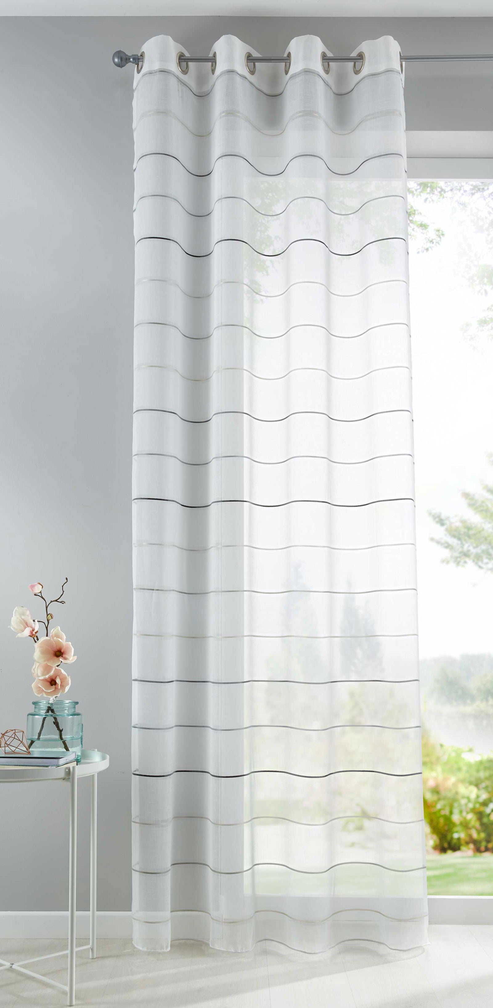 Gardine Ösen Querstreifen Design Aydin Schal Transparent Sichtschutz Modern Jacquard 10000139 Schwarz Grau Gardinenschal Gardine_Osen_Querstreifen_Design_Aydin_Schal_Transparent_Sichtschutz_Modern_Jacquard_10000139_-_Gardinenbox.de_-_-3682534 | Gardinenbox.de