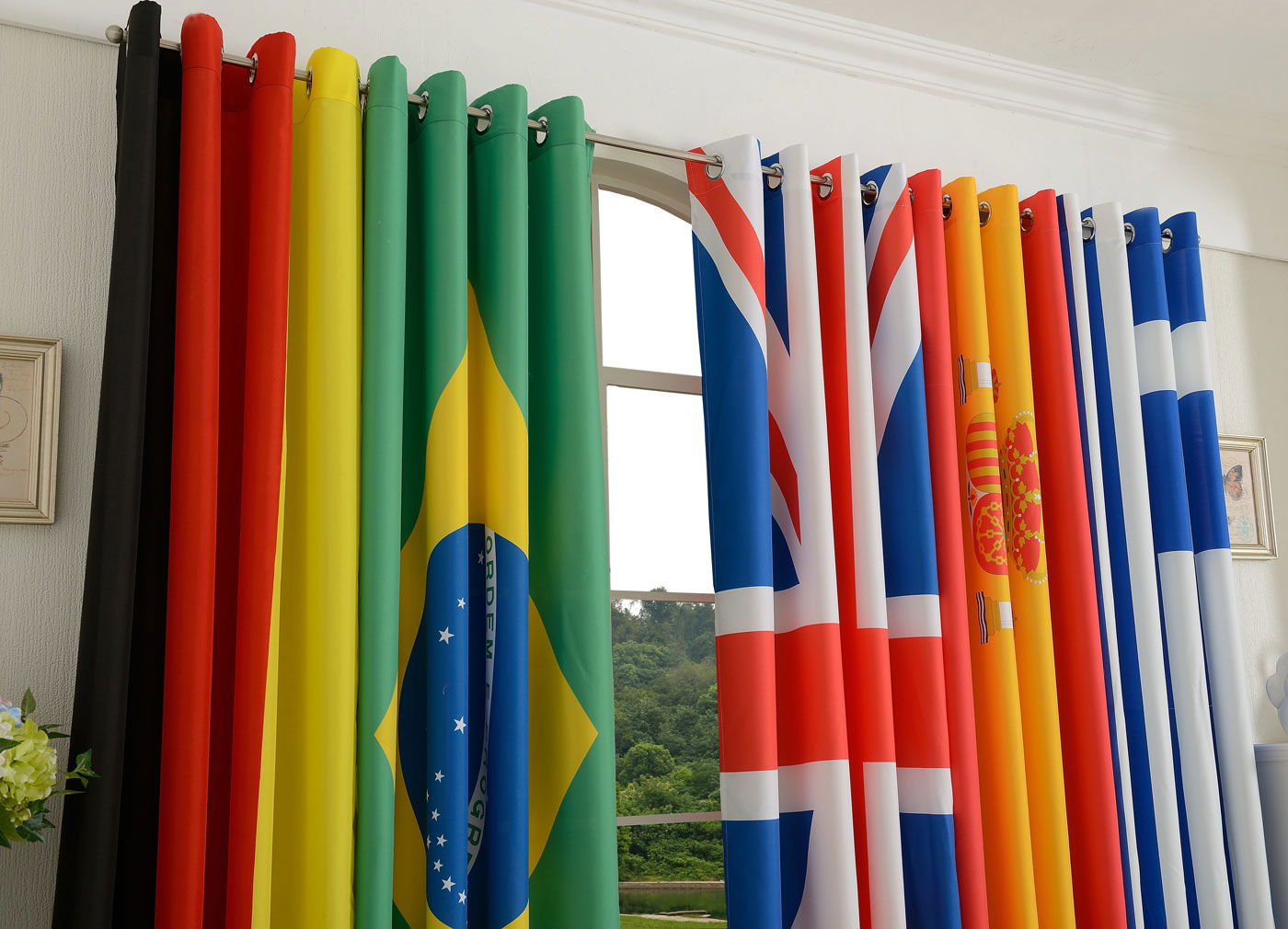 Gardine Vorhang Ösenschal  Flagge  Fußball Fan Flag Banner Landesfarben 20360 - Gardinenbox.de - 