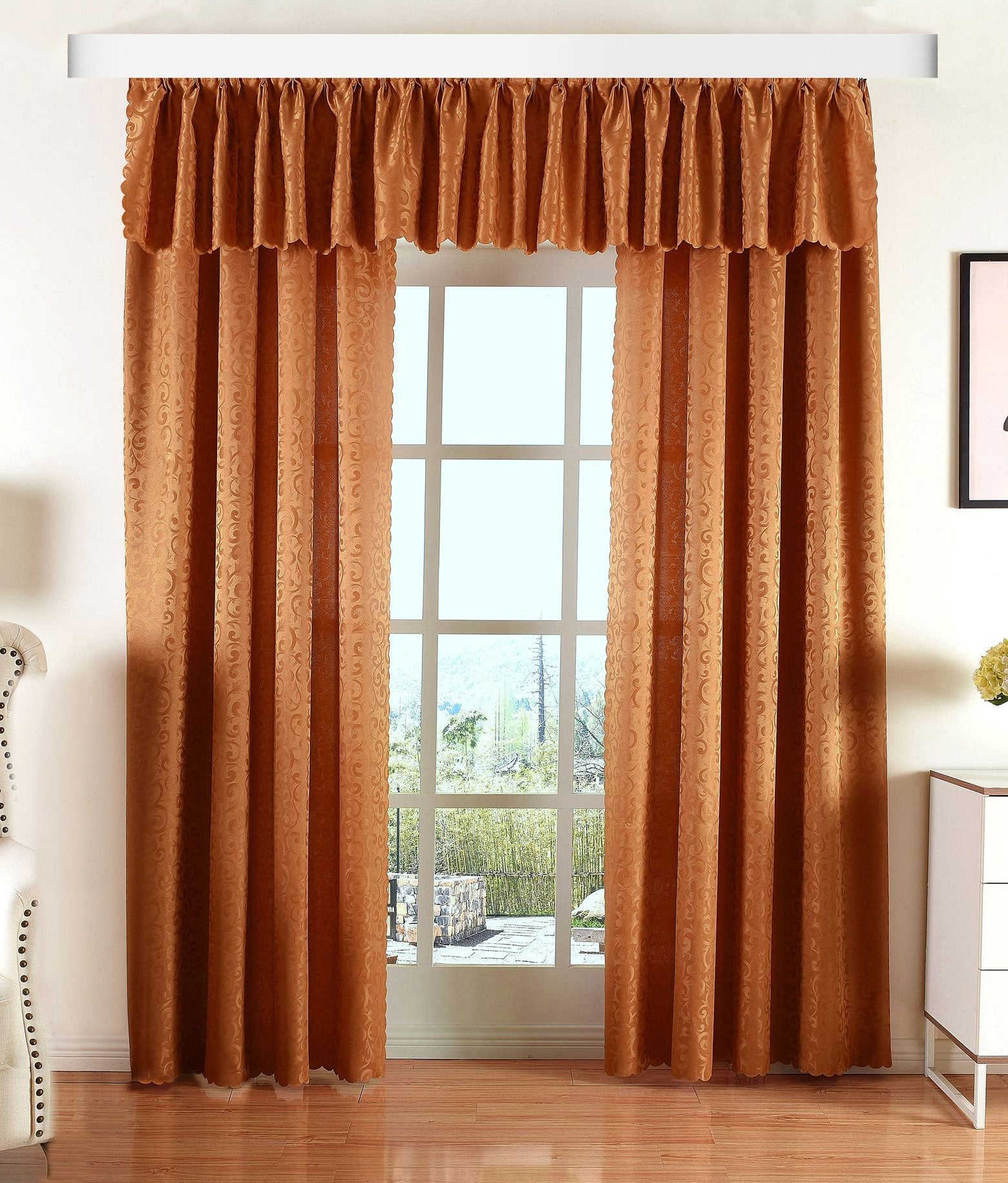 Halley Damast Gardinen Set, 5 Teile, eingenähtes Kräuselband bewährte Jacquard Qualität, blickdicht 20108 Gold Vorhang Set Halley_Damast_Gardinen_Set_5_Teile_eingenahtes_Krauselband_bewahrte_Jacquard_Qualitat_blickdicht_20108_-_Gardinenbox.de_-_-3684712 | Gardinenbox.de